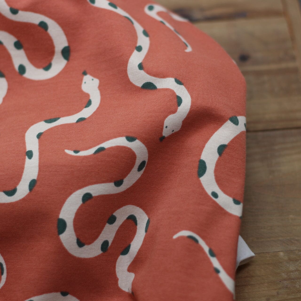 Tissu Jersey de coton - SNAKES - Marron terracotta - Poppy Designed for You (Vendu x10cm) Tissus POPPY Designed For You | Gaspard et Léonie Tissus en ligne et Mercerie à Toulouse