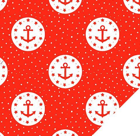 Tissu Soft Shell Ancres rouges (vendu x10cm) - L'atelier de Gaspard et Léonie
