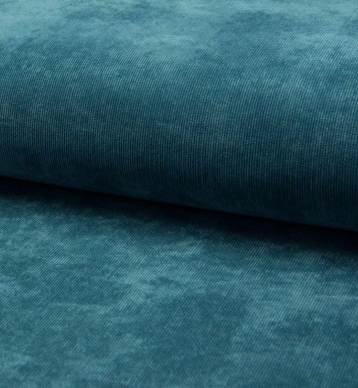 Tissu Velours milleraies Bleu canard (vendu x10cm) - L'atelier de Gaspard et Léonie