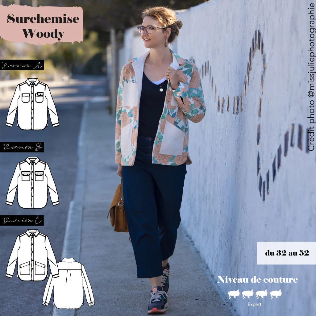 Veste Surchemise WOODY Patron de couture pochette - SUPER BISON Patron de couture SUPER BISON | Gaspard et Léonie Tissus en ligne et Mercerie à Toulouse