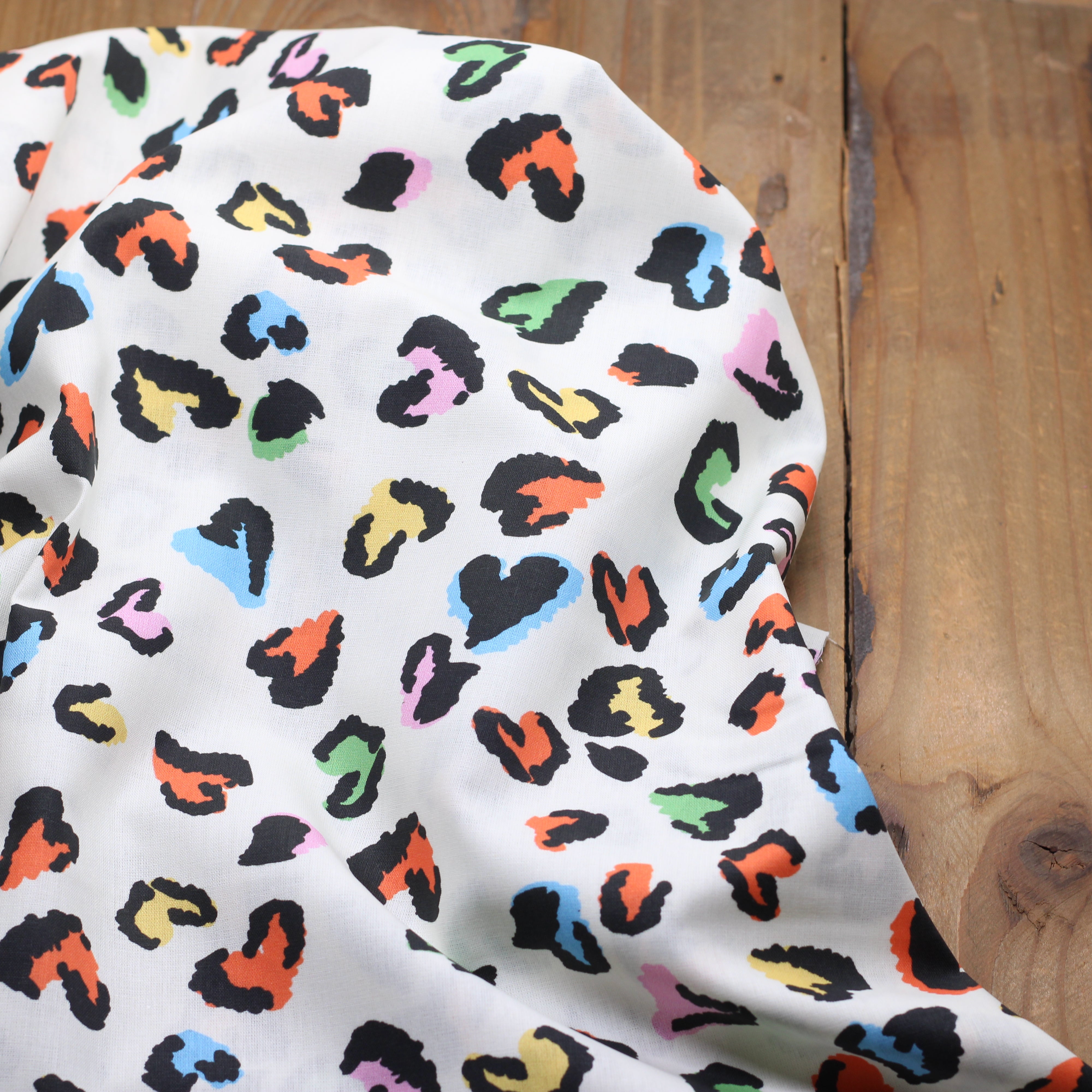 Tissu popeline de coton - LOVE GRAOU - Ecru (vendu x10cm)