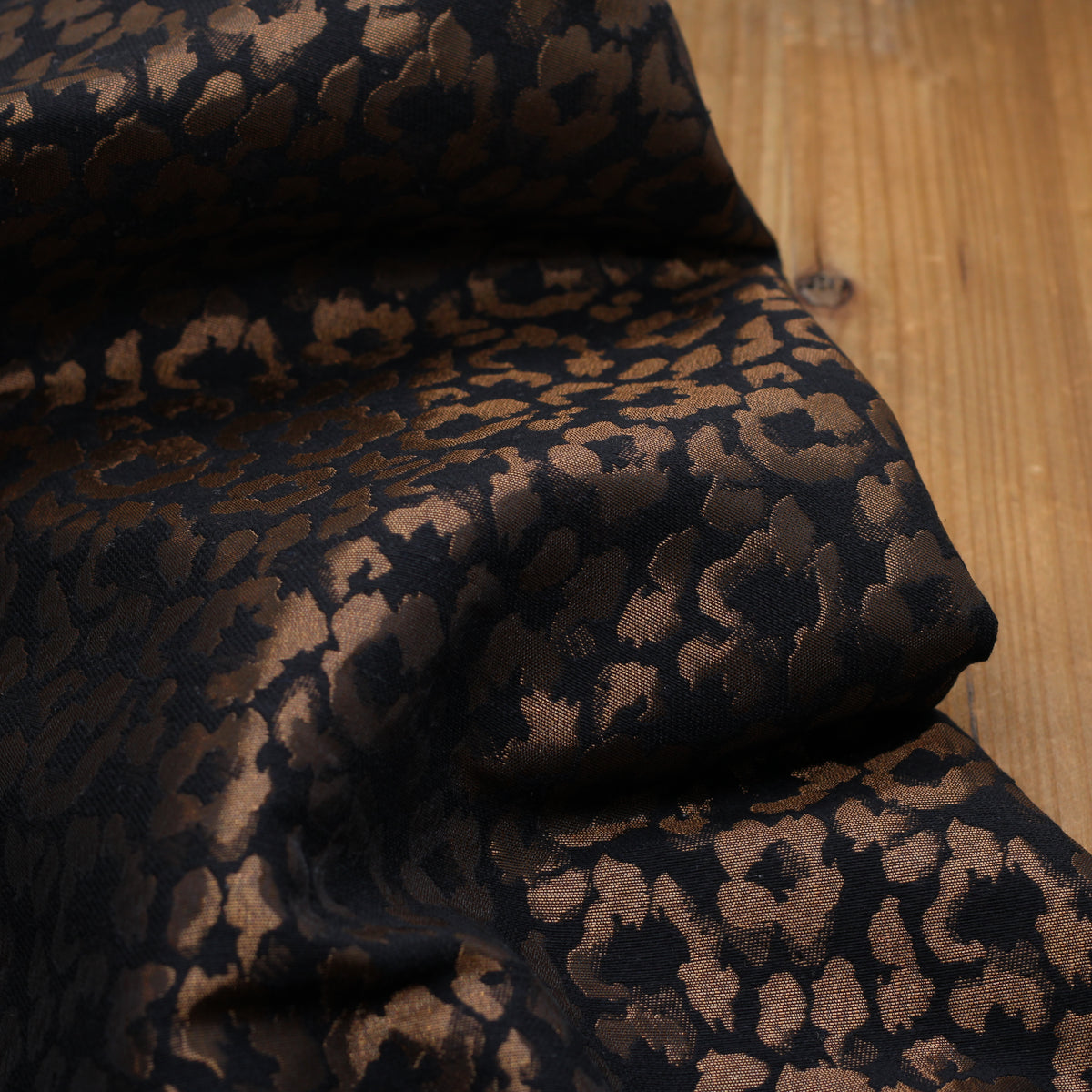 Tissu Jacquard Lurex LEO - Bronze/Noir (Vendu x10cm)