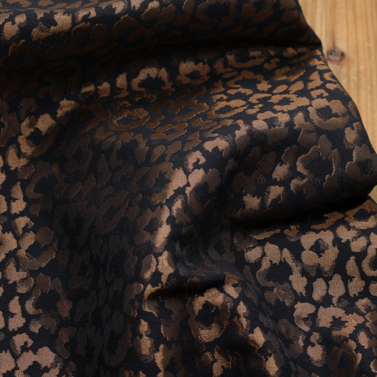 Tissu Jacquard Lurex LEO - Bronze/Noir (Vendu x10cm)