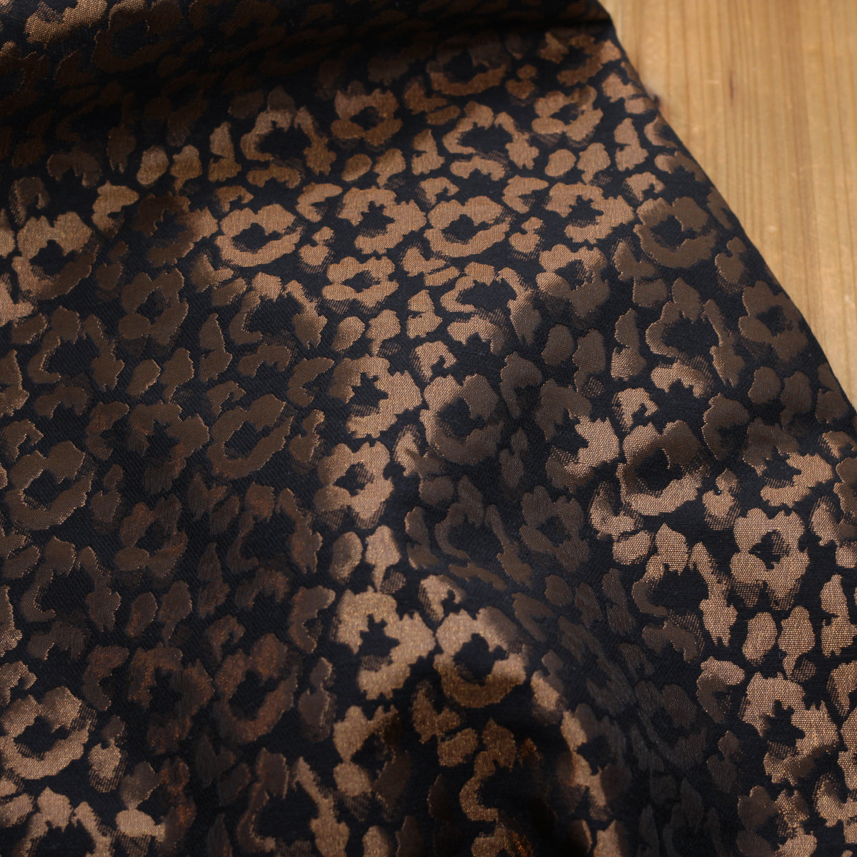 Tissu Jacquard Lurex LEO - Bronze/Noir (Vendu x10cm)