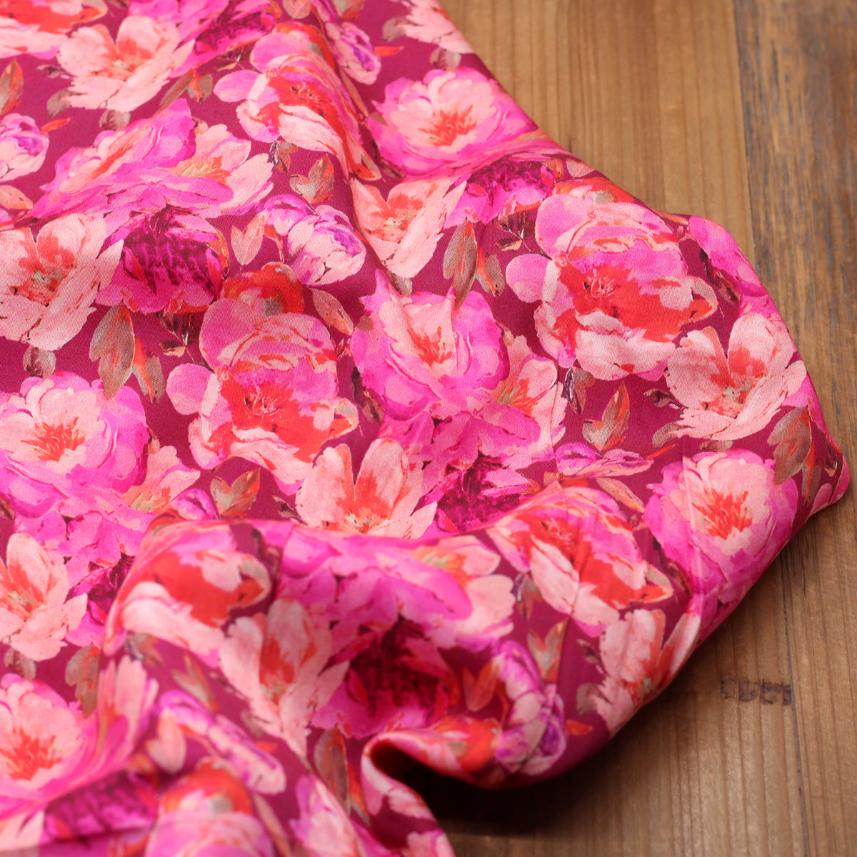 Tissu Satin de Viscose - ROSIE - Rose (vendu x10cm)