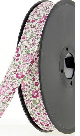 Biais Fleuri - Rose/Vert 20mm (vendu x10cm) Mercerie Sélection Gaspard & Léonie | Gaspard et Léonie Tissus en ligne et Mercerie à Toulouse