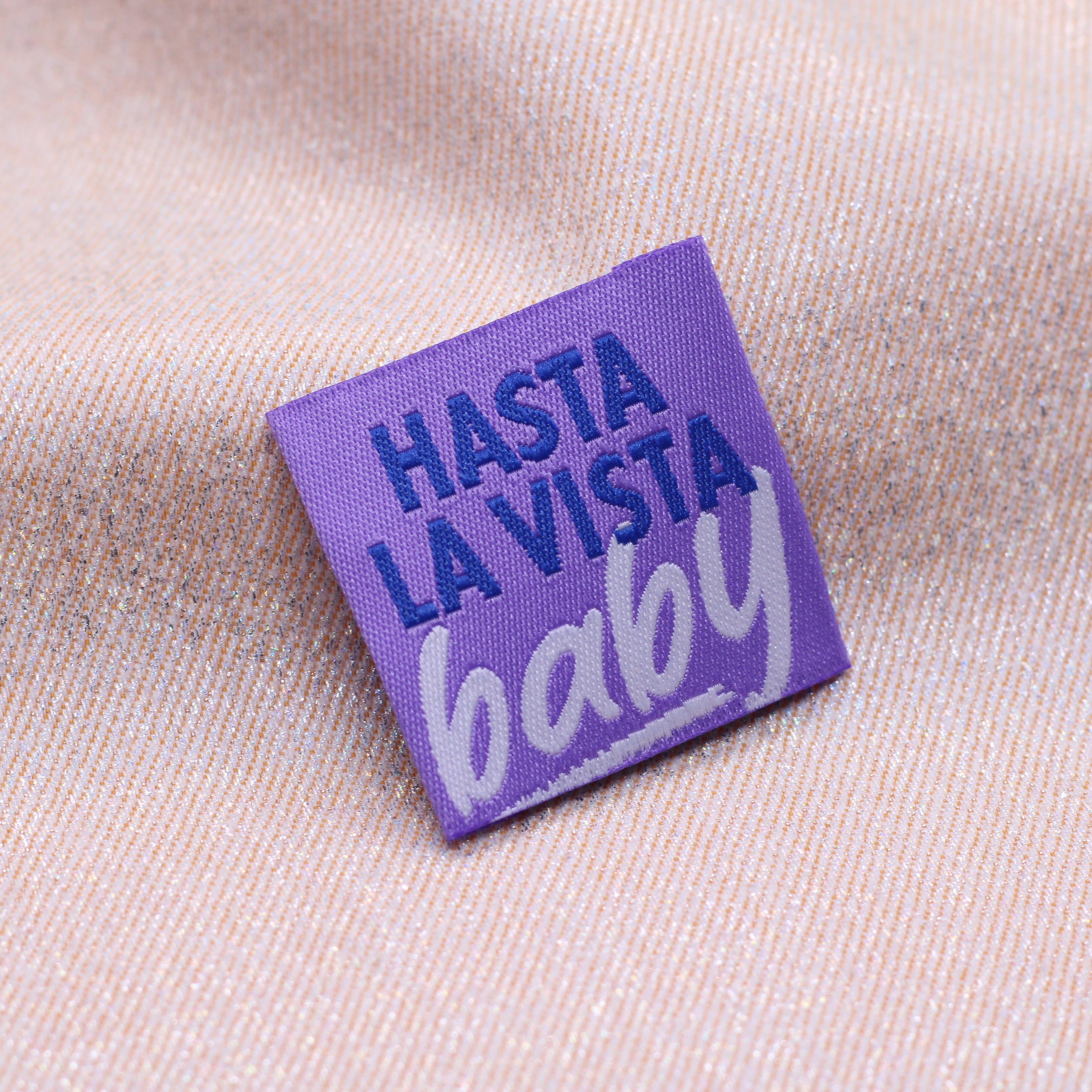 Etiquette tissée - "HASTA LA VISTA BABY" - BOHIN Etiquettes à coudre Bohin | Gaspard et Léonie Tissus en ligne et Mercerie à Toulouse