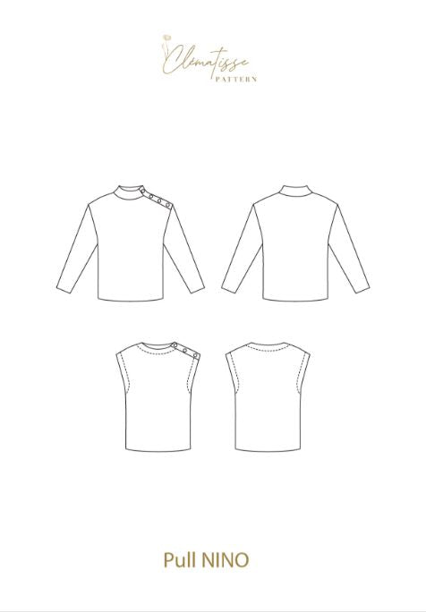 Pull NINO Patron de couture Pochette - CLEMATISSE PATTERN Patron de couture CLEMATISSE PATTERN | Gaspard et Léonie Tissus en ligne et Mercerie à Toulouse