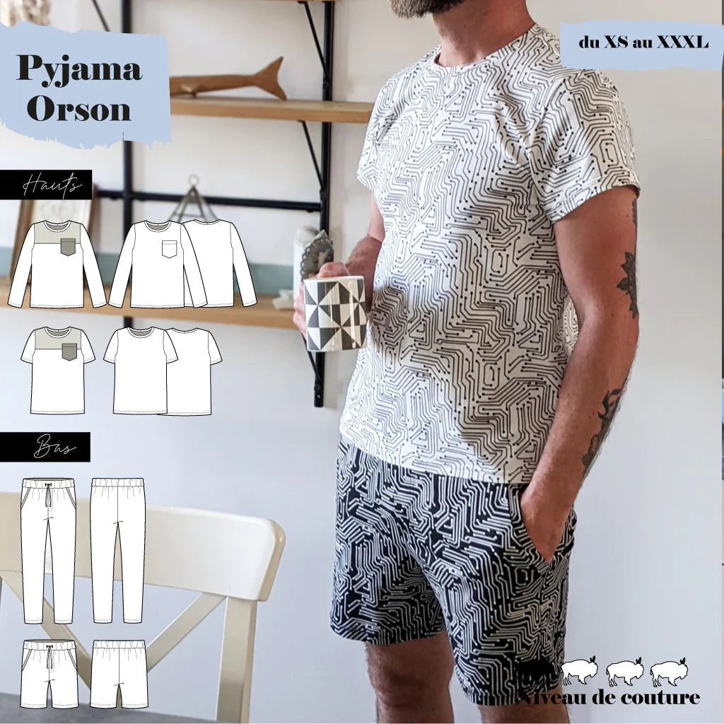 Pyjama ORSON Patron de couture pochette - SUPER BISON Patron de couture SUPER BISON | Gaspard et Léonie Tissus en ligne et Mercerie à Toulouse