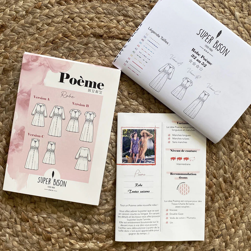 Robe POEME - Patron de couture pochette - SUPER BISON Patron de couture SUPER BISON | Gaspard et Léonie Tissus en ligne et Mercerie à Toulouse