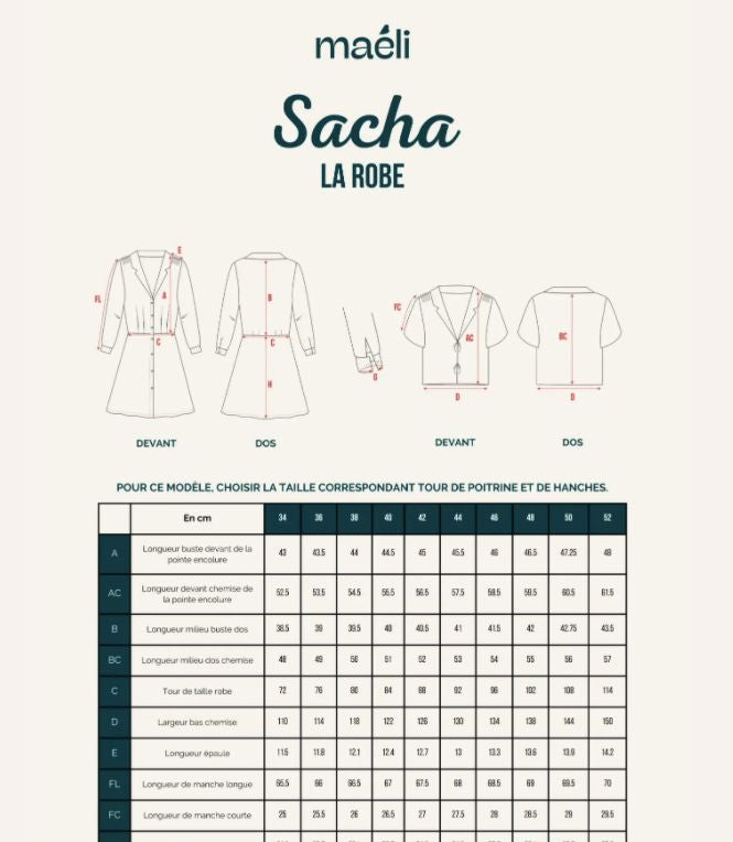 Robe/Blouse/Jupe SACHA Patron de couture Pochette - MAELI Patron de couture MAELI | Gaspard et Léonie Tissus en ligne et Mercerie à Toulouse