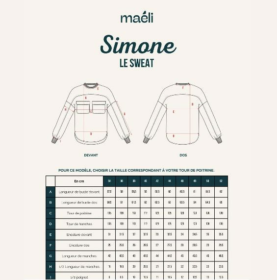 Sweat SIMONE Patron de couture Pochette - MAELI Patron de couture MAELI | Gaspard et Léonie Tissus en ligne et Mercerie à Toulouse