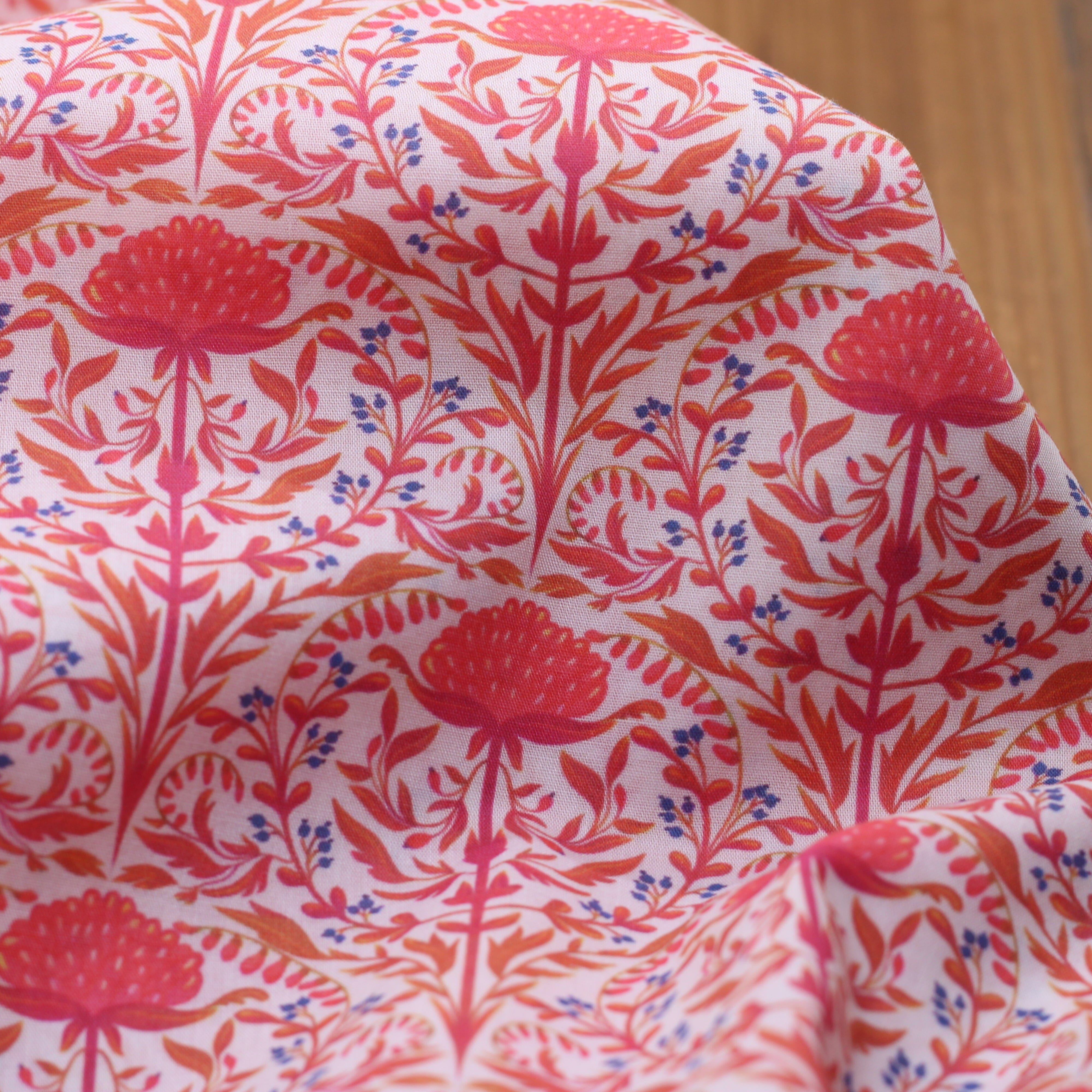 Tissu batiste de coton - DELHI - Rose/Rose(vendu x10cm) Tissus Sélection Gaspard & Léonie | Gaspard et Léonie Tissus en ligne et Mercerie à Toulouse