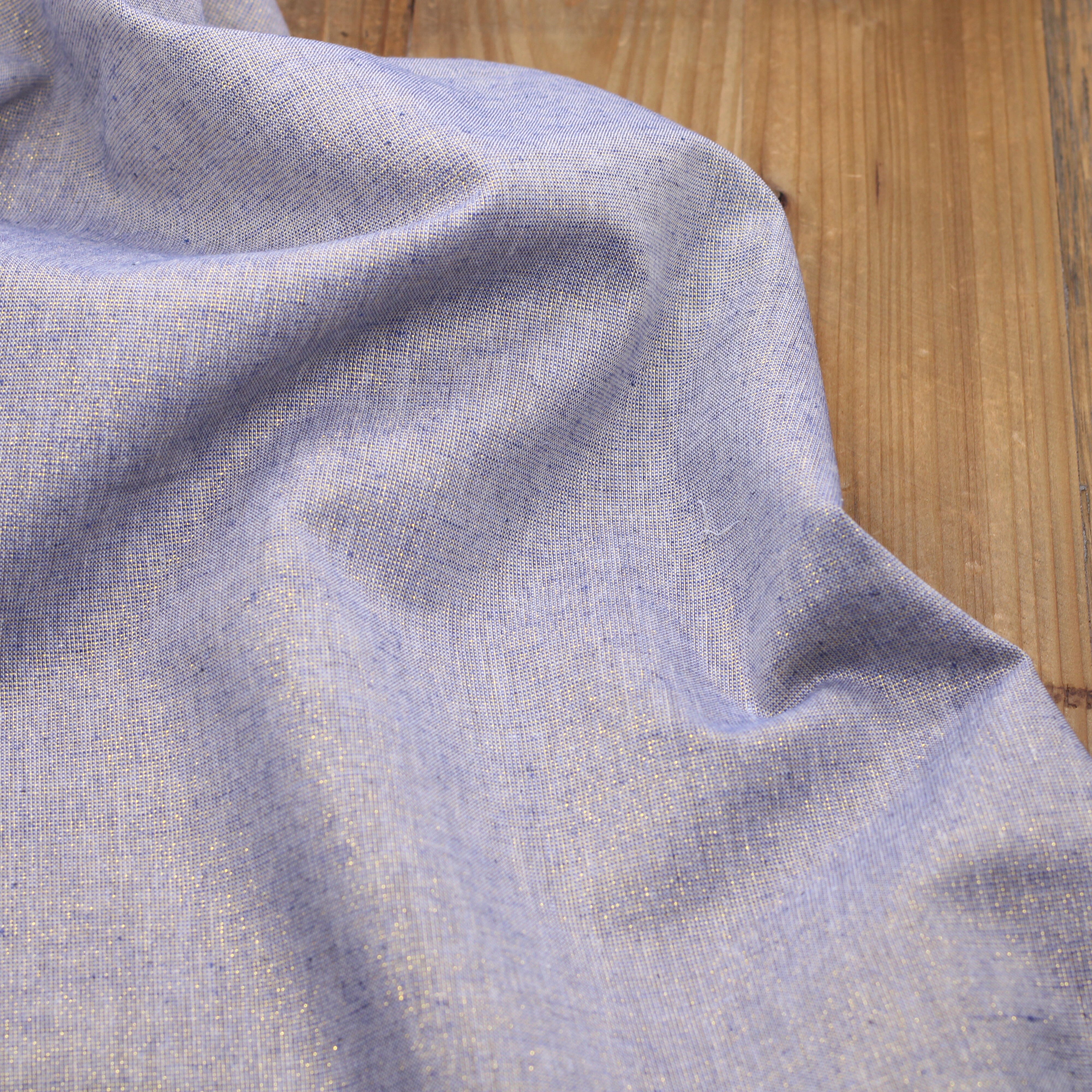 Tissu coton Lin chambray irisé Or clair Bleu (Vendu x10cm) Tissus Sélection Gaspard & Léonie | Gaspard et Léonie Tissus en ligne et Mercerie à Toulouse