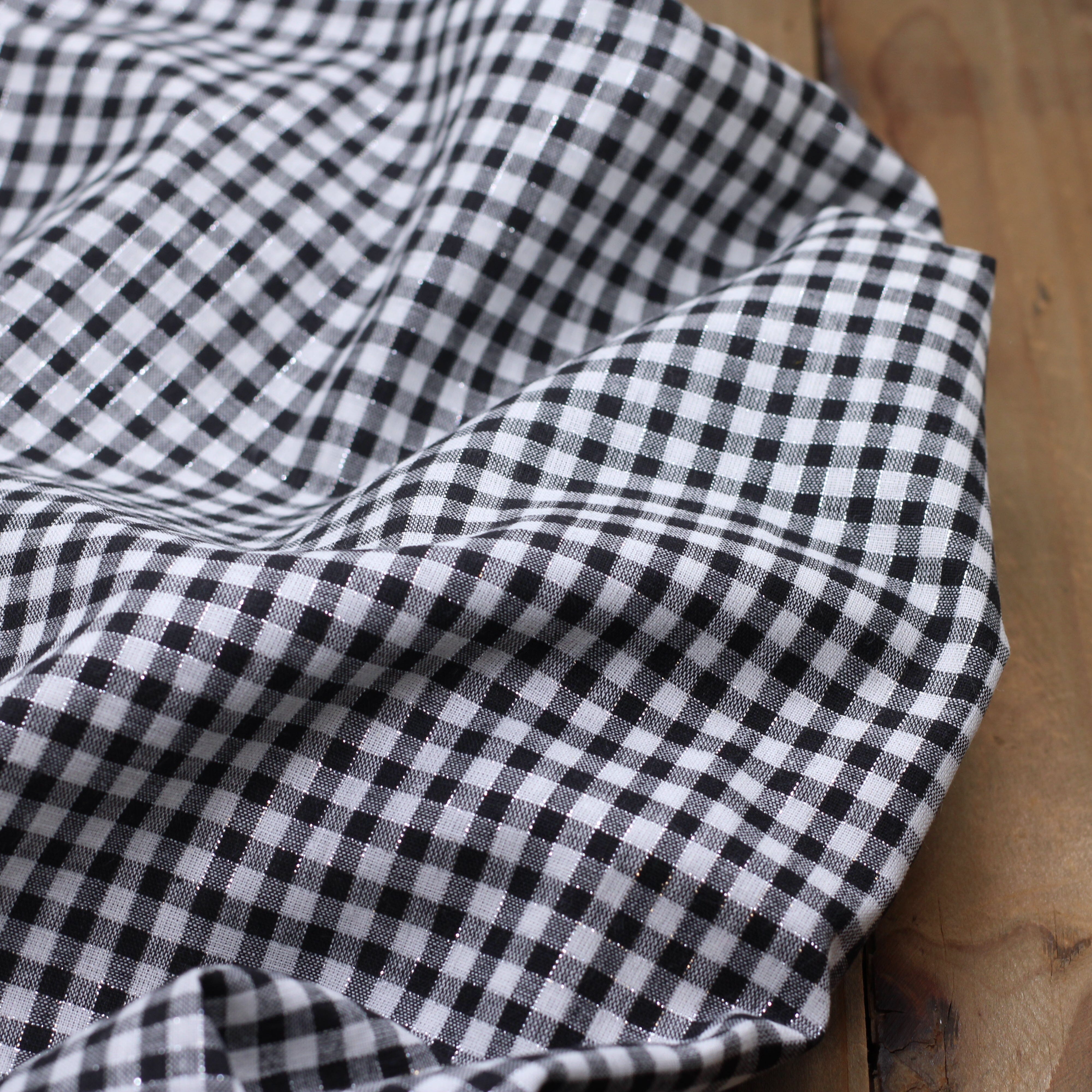 Tissu coton mini VICHY - Noir/Argenté (Vendu x10cm) Tissus Sélection Gaspard & Léonie | Gaspard et Léonie Tissus en ligne et Mercerie à Toulouse