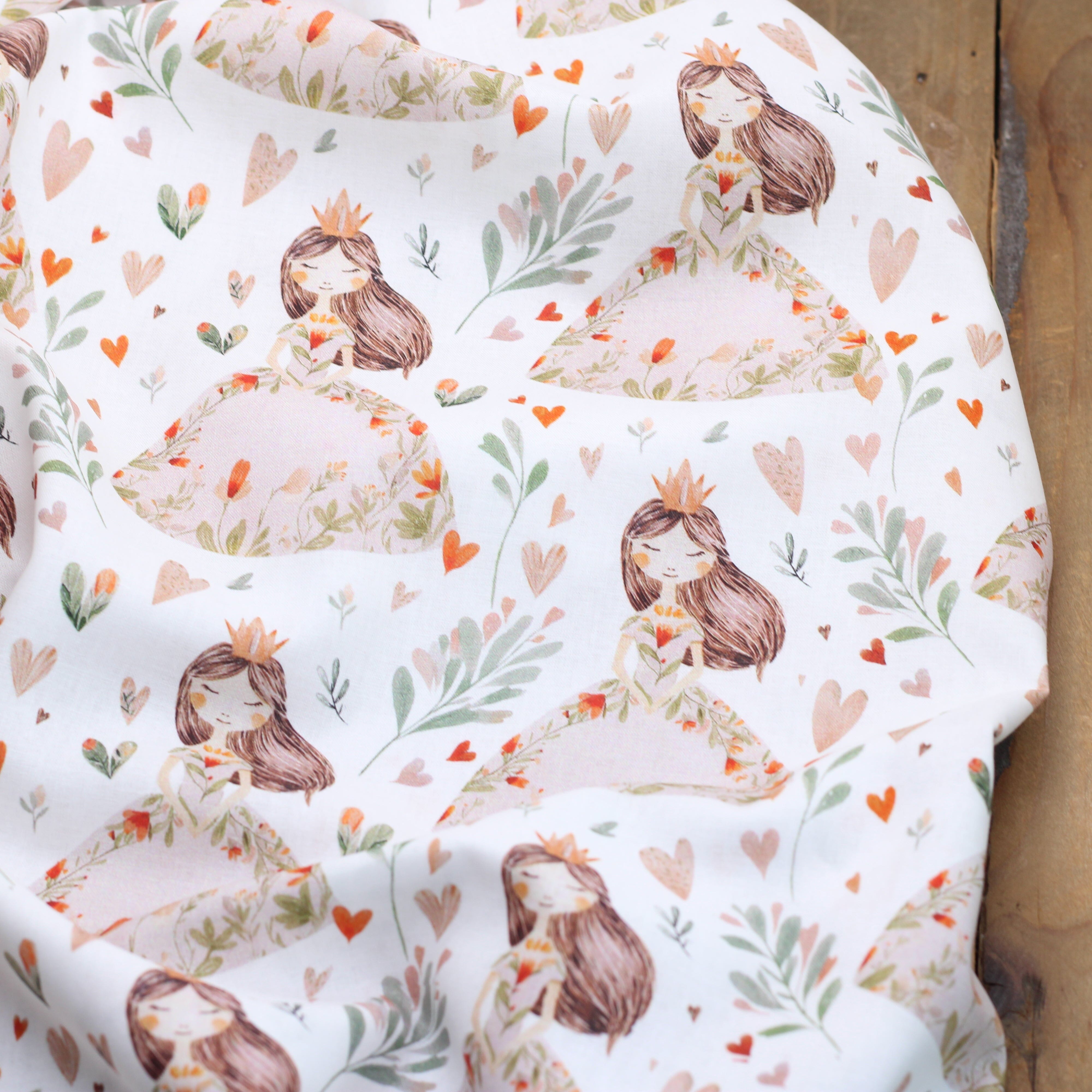 Tissu coton - Poupées NIOUCHKA - Blanc/Rose (vendu x10cm) Tissus DOMOTEX | Gaspard et Léonie Tissus en ligne et Mercerie à Toulouse