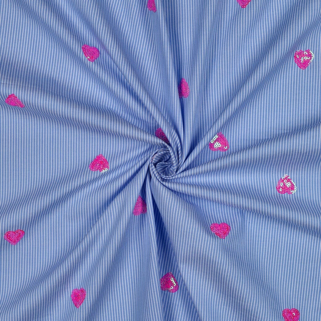 Tissu coton rayé - COEURS SEQUINS - Bleu ciel (Vendu x10cm) Tissus Sélection Gaspard & Léonie | Gaspard et Léonie Tissus en ligne et Mercerie à Toulouse