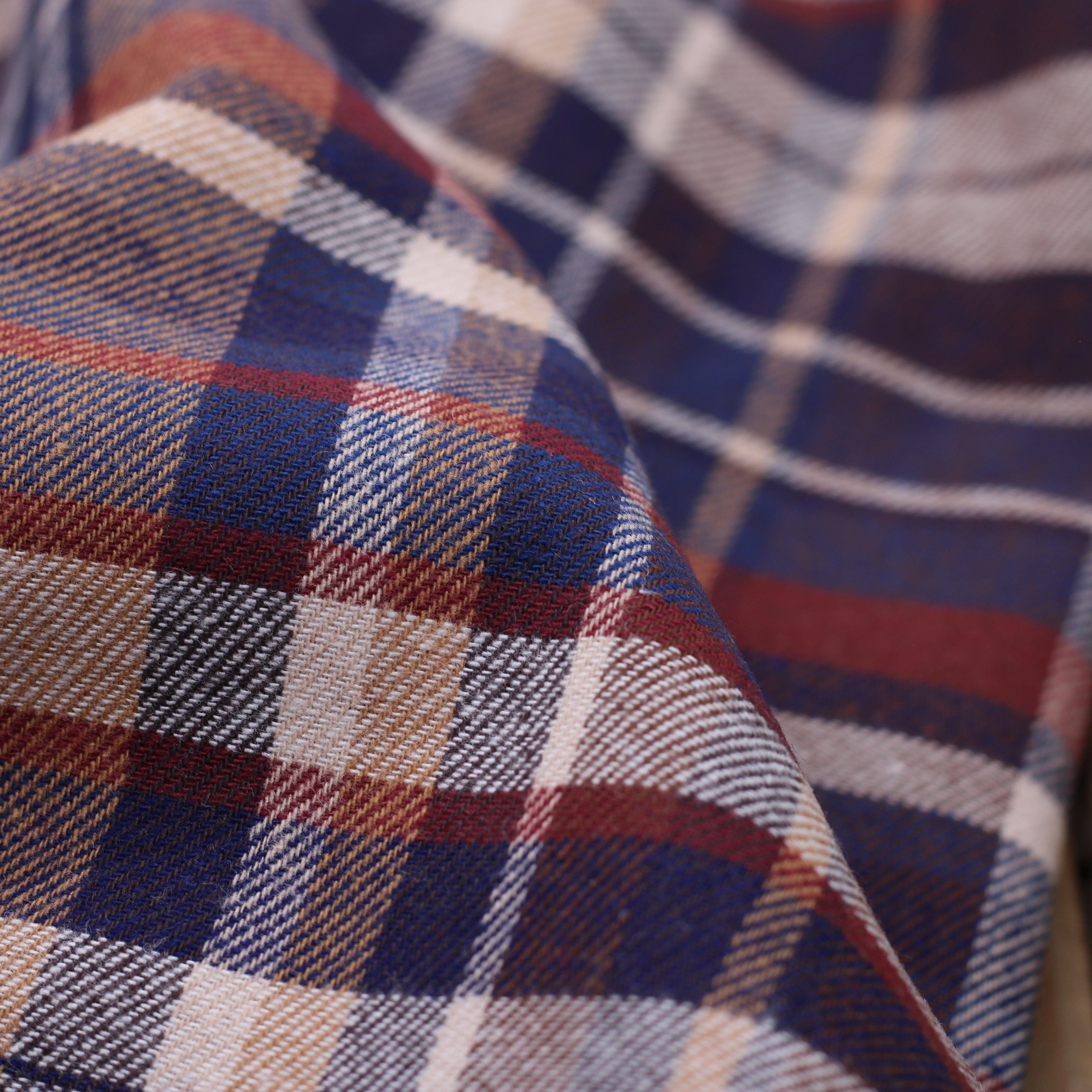 Tissu coton Tartan / Bûcheron - Beige/Marine (Vendu x10cm) Tissus Sélection Gaspard & Léonie | Gaspard et Léonie Tissus en ligne et Mercerie à Toulouse