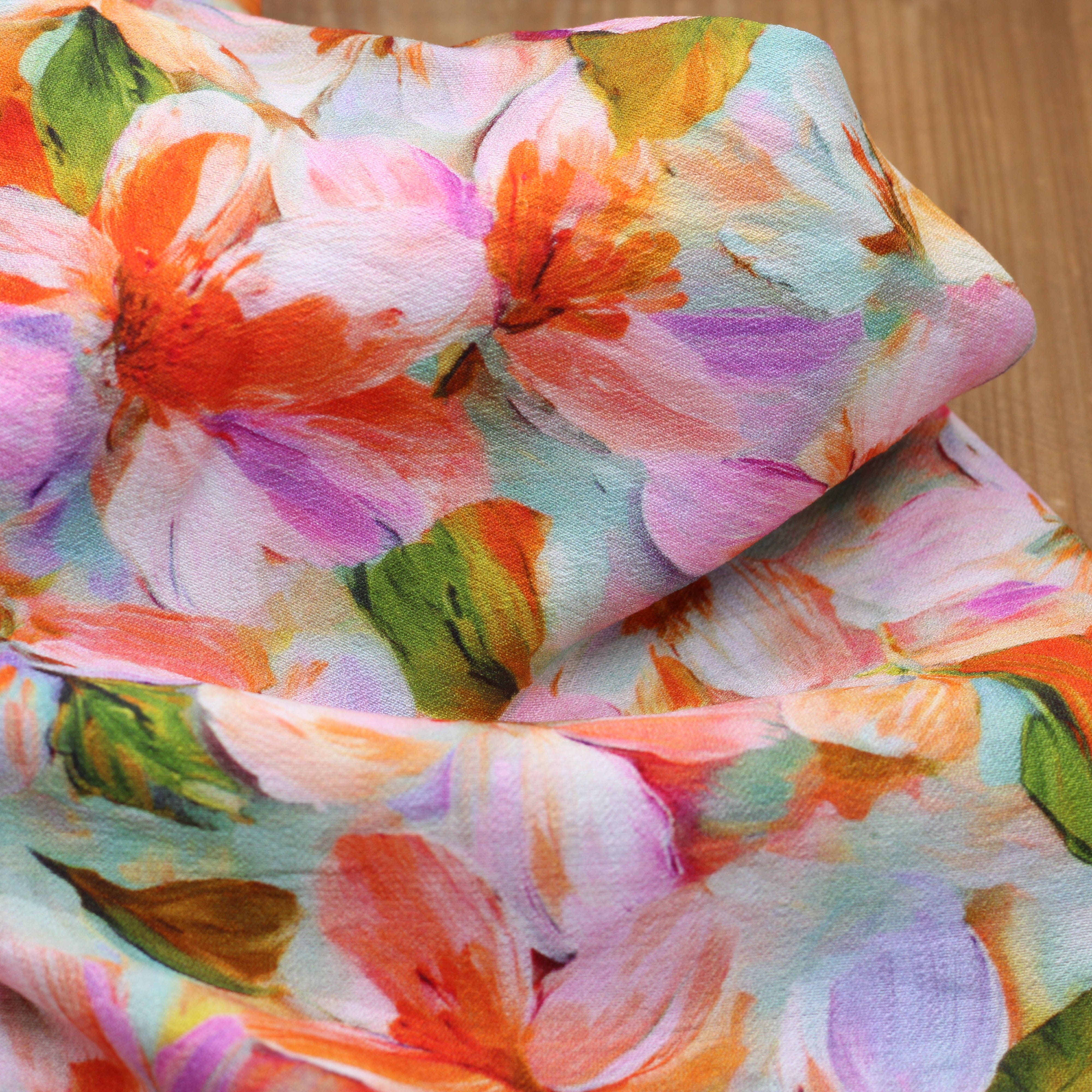 Tissu Crêpe de viscose fleuri- NELLY - Rose (Vendu x10cm) Tissus Sélection Gaspard & Léonie | Gaspard et Léonie Tissus en ligne et Mercerie à Toulouse