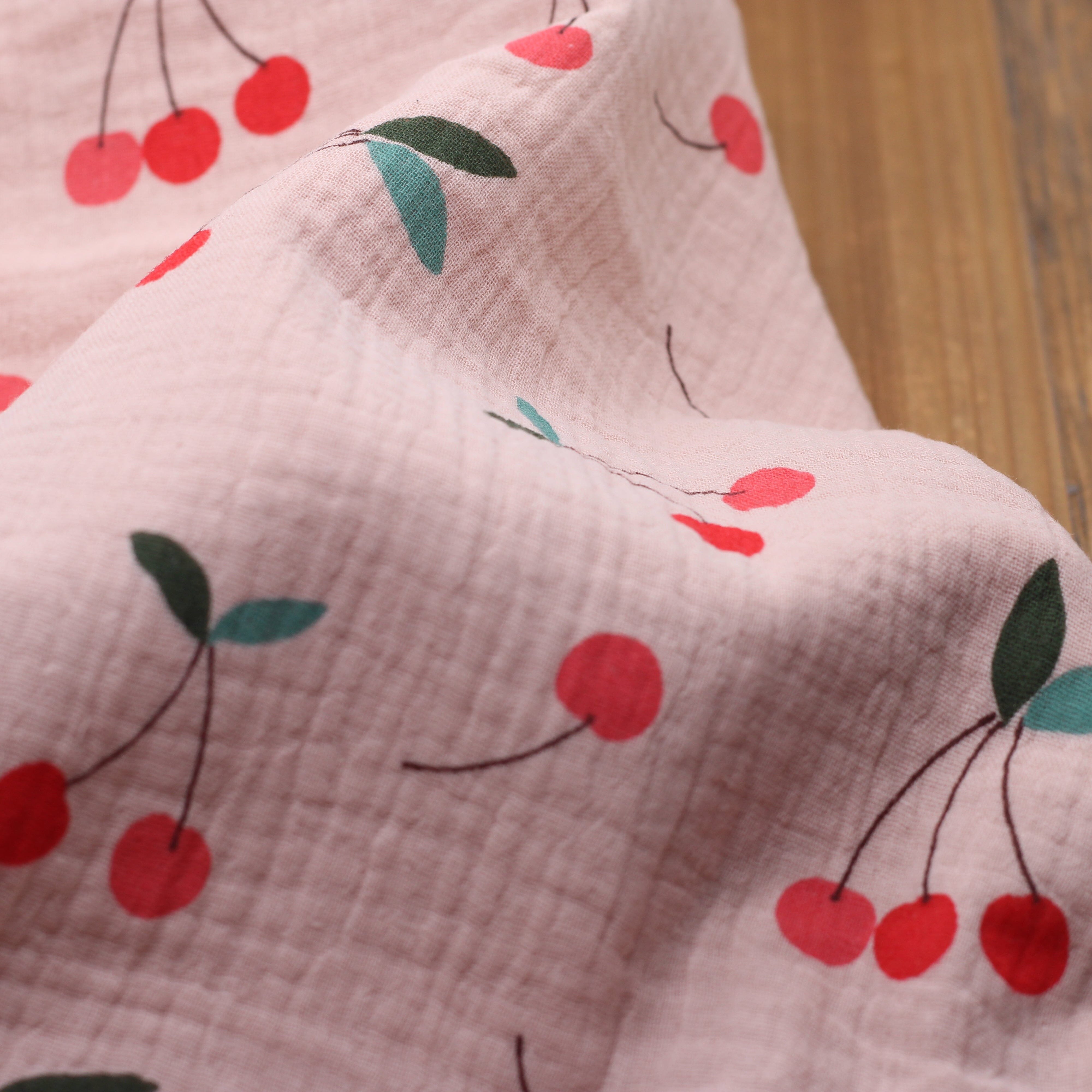 Tissu double Gaze de coton - CLAFOUTIS - Peche (Vendu x10cm) Tissus DOMOTEX | Gaspard et Léonie Tissus en ligne et Mercerie à Toulouse