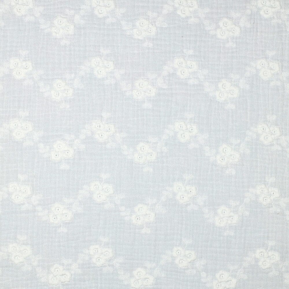 Tissu double Gaze de coton - FLEURI BRODE - Blanc POPPY DESIGNED (Vendu x10cm) Tissus POPPY Designed For You | Gaspard et Léonie Tissus en ligne et Mercerie à Toulouse