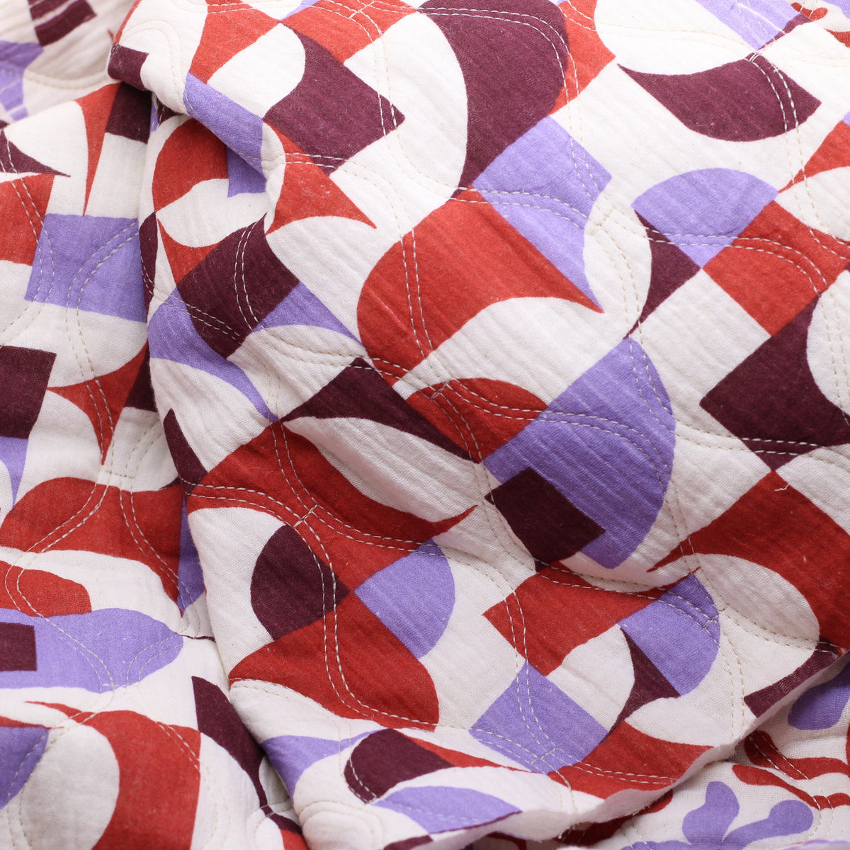 Tissu Double gaze de coton Matelassé WAVE FLOWERS -Mauve/Cuivré (Vendu x10cm) Tissus Sélection Gaspard & Léonie | Gaspard et Léonie Tissus en ligne et Mercerie à Toulouse