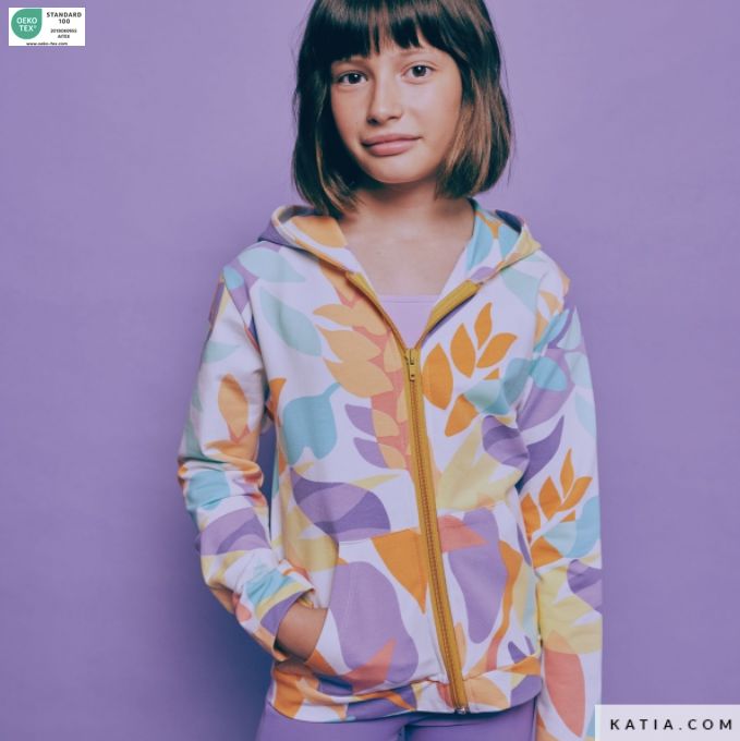 Tissu French-Terry - ABSTRACT LEAVES - Vert d'eau (Vendu x10cm) Tissus katia Fabrics | Gaspard et Léonie Tissus en ligne et Mercerie à Toulouse