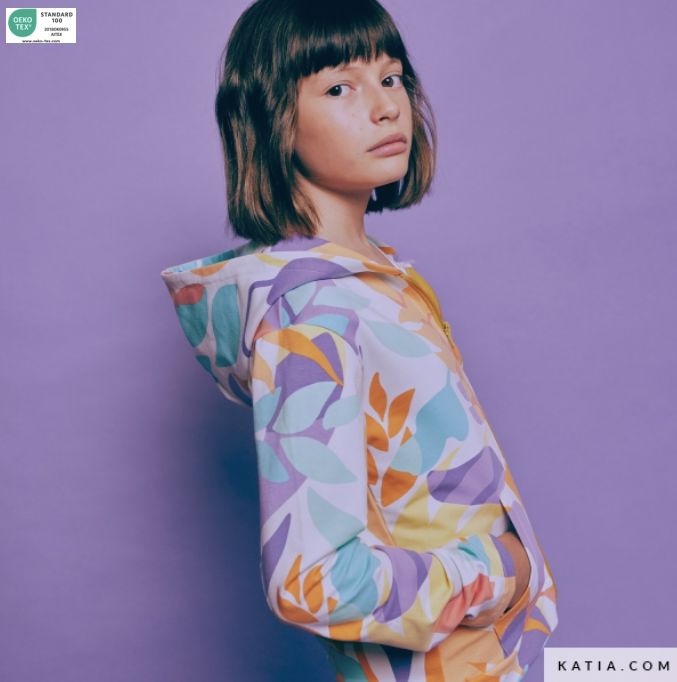 Tissu French-Terry - ABSTRACT LEAVES - Vert d'eau (Vendu x10cm) Tissus katia Fabrics | Gaspard et Léonie Tissus en ligne et Mercerie à Toulouse