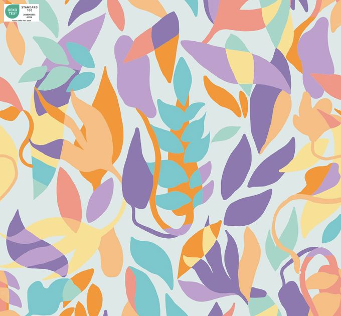 Tissu French-Terry - ABSTRACT LEAVES - Vert d'eau (Vendu x10cm) Tissus katia Fabrics | Gaspard et Léonie Tissus en ligne et Mercerie à Toulouse