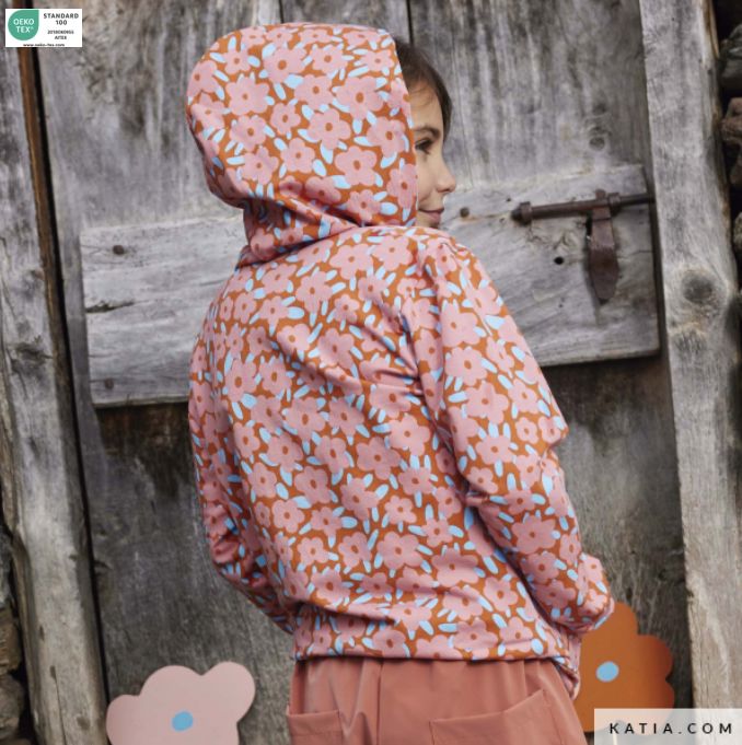 Tissu French-Terry - ANTELOPES DREAM- Orange (Vendu x10cm) Tissus katia Fabrics | Gaspard et Léonie Tissus en ligne et Mercerie à Toulouse