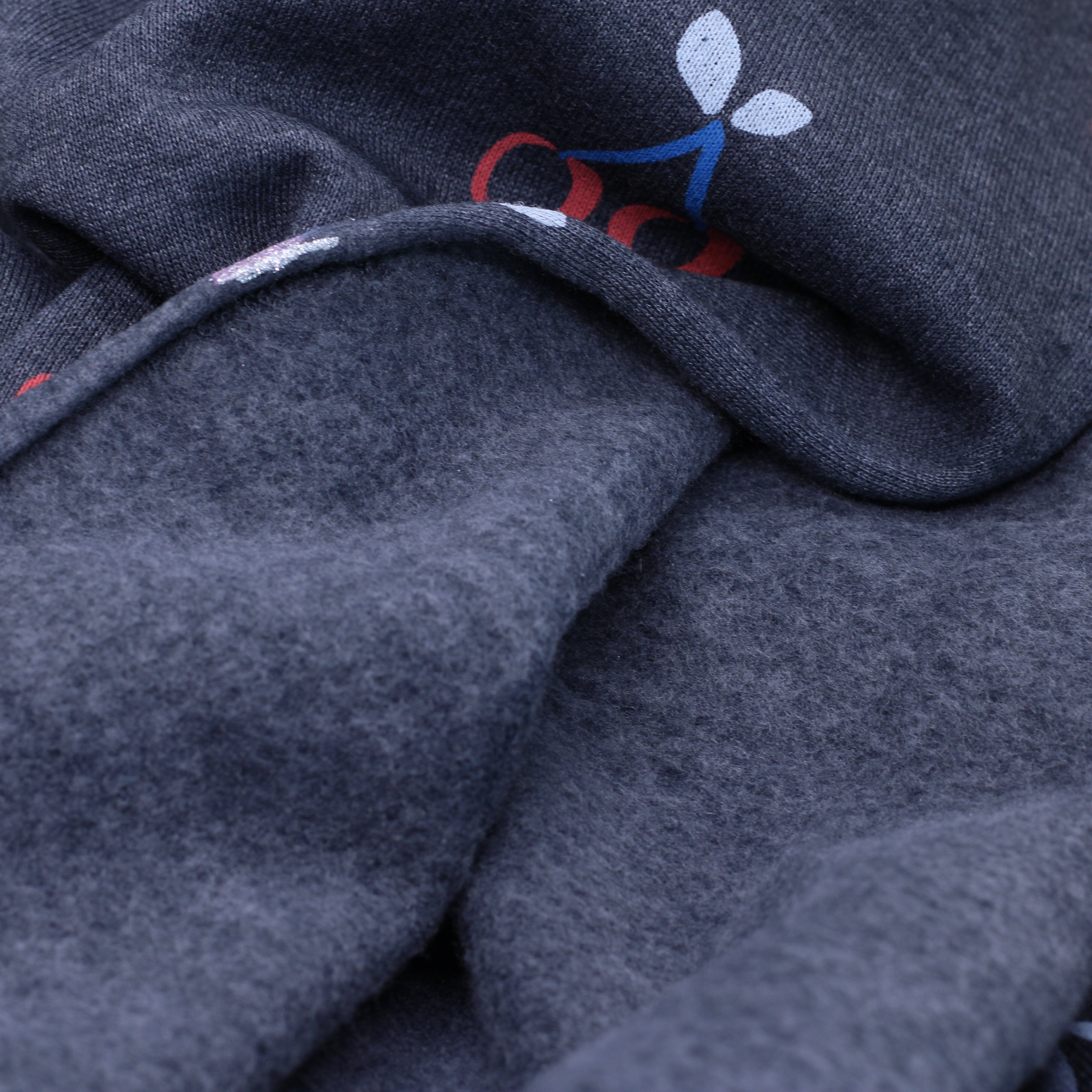 Tissu French terry - CHERRIE HEART Glitter - Gris foncé chiné (Vendu x10cm) Tissus POPPY Designed For You | Gaspard et Léonie Tissus en ligne et Mercerie à Toulouse