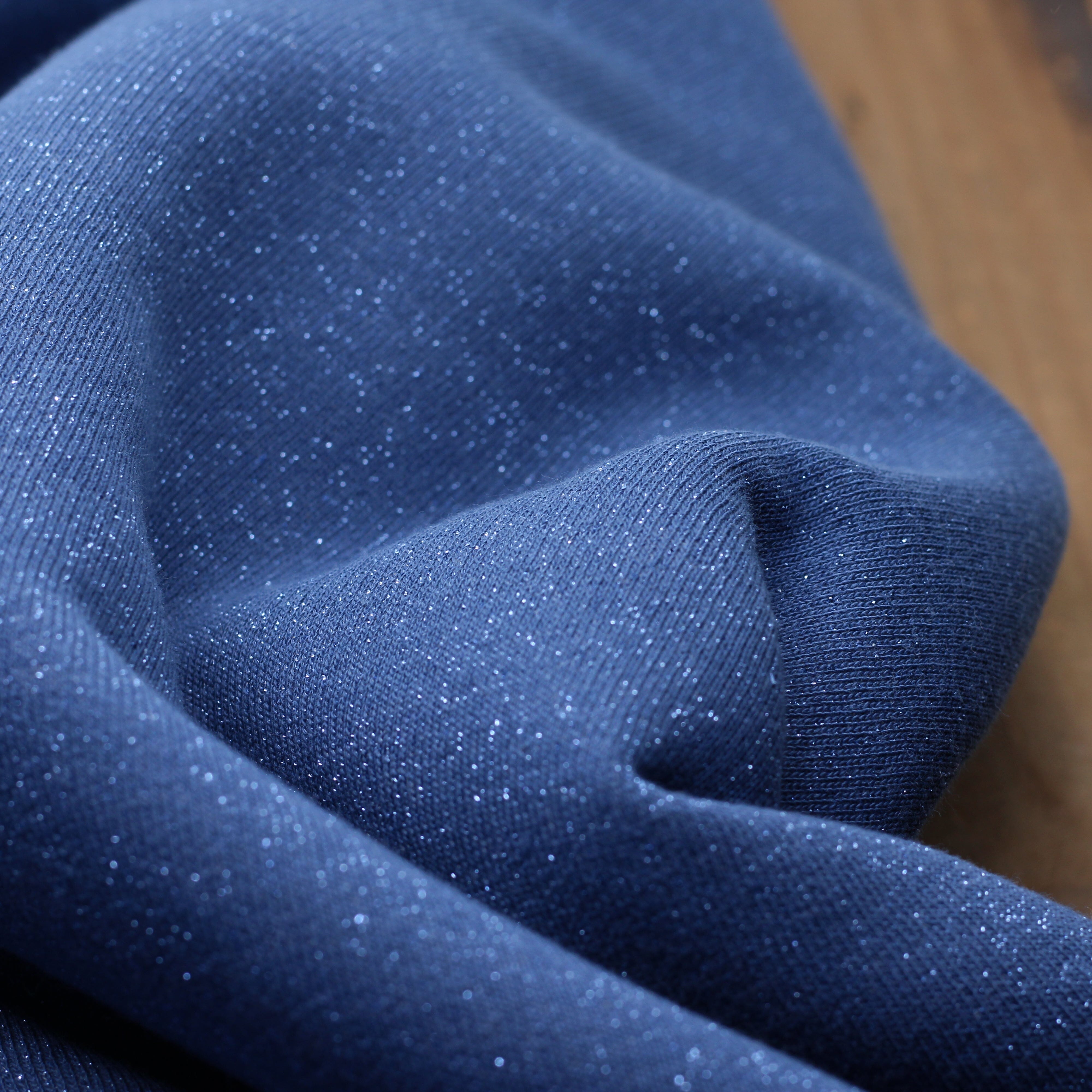 Tissu French Terry Glitter Bleu (Vendu x10cm) Tissus Sélection Gaspard & Léonie | Gaspard et Léonie Tissus en ligne et Mercerie à Toulouse