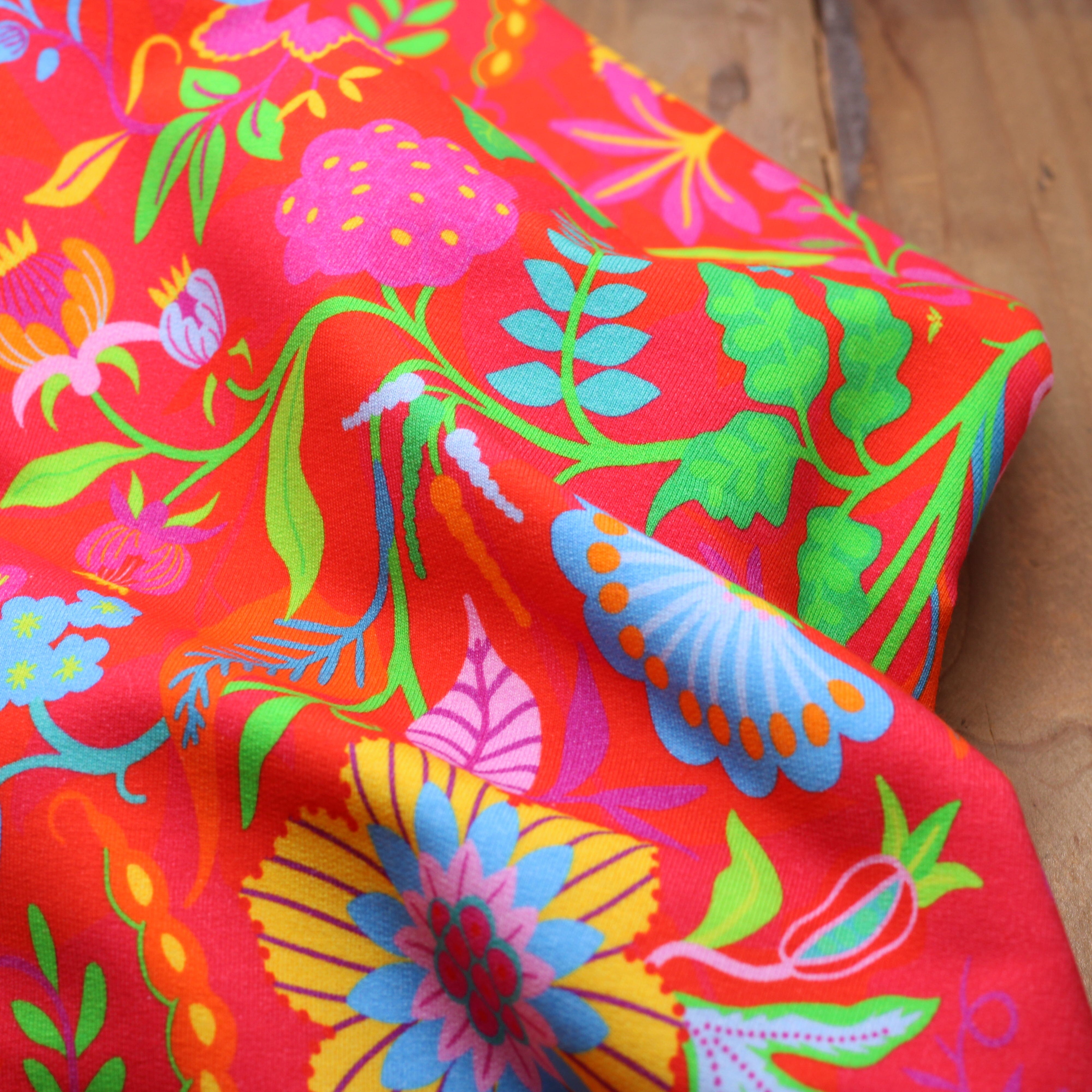 Tissu French Terry - VEGETAL - Rouge (Vendu x10cm) Tissus Sélection Gaspard & Léonie | Gaspard et Léonie Tissus en ligne et Mercerie à Toulouse