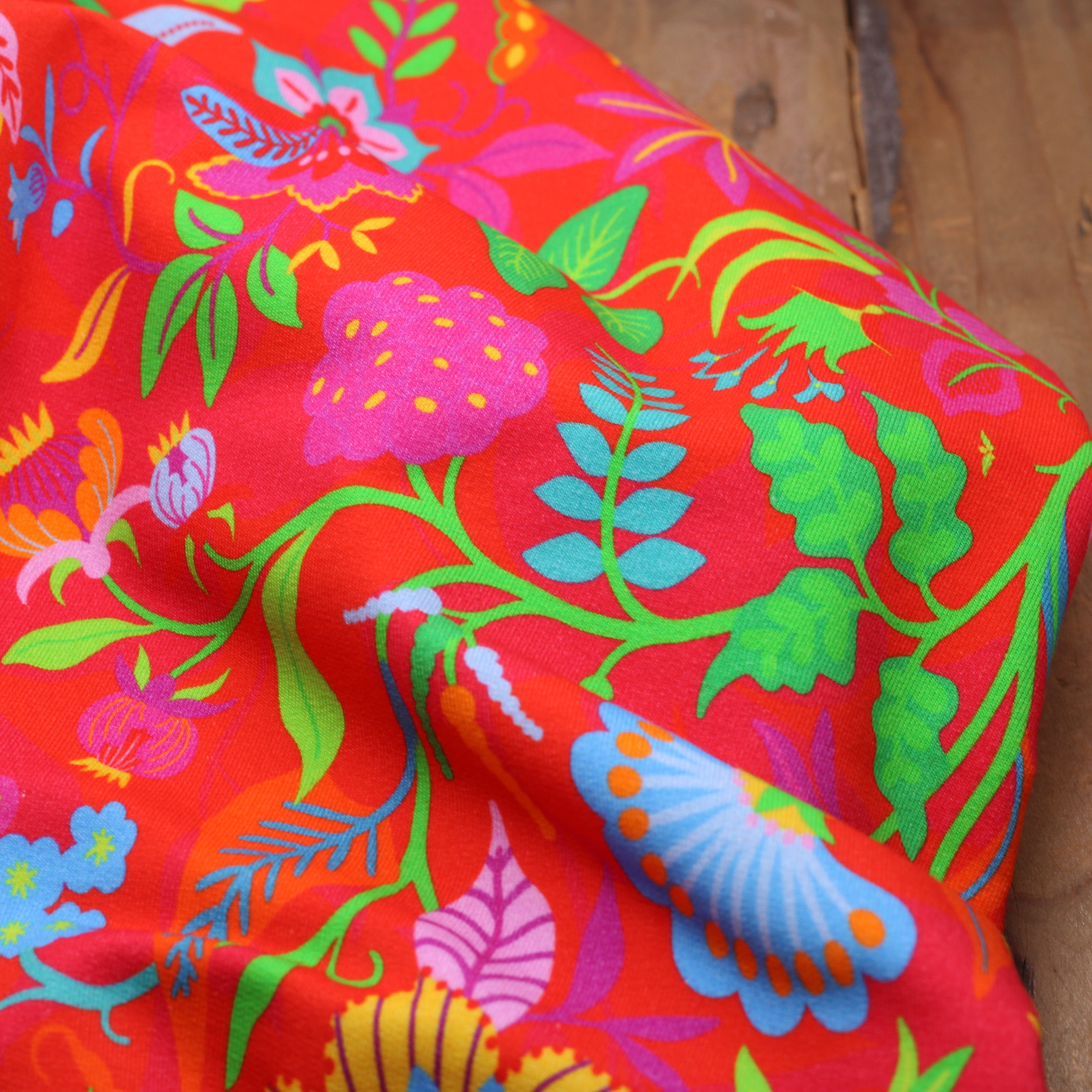 Tissu French Terry - VEGETAL - Rouge (Vendu x10cm) Tissus Sélection Gaspard & Léonie | Gaspard et Léonie Tissus en ligne et Mercerie à Toulouse