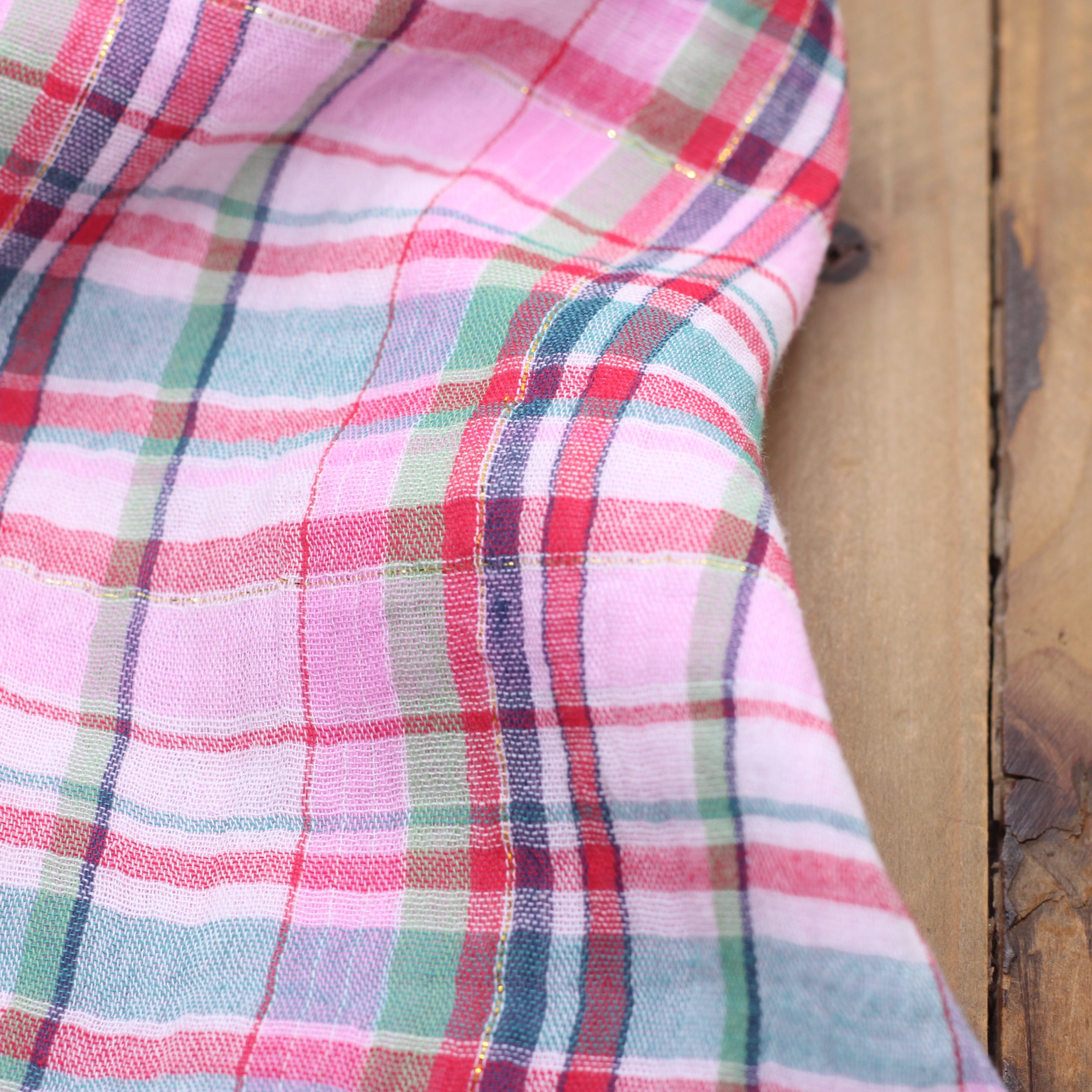 Tissu gaze de coton Rayé - Rose lurex argent (Vendu x10cm) Tissus Sélection Gaspard & Léonie | Gaspard et Léonie Tissus en ligne et Mercerie à Toulouse