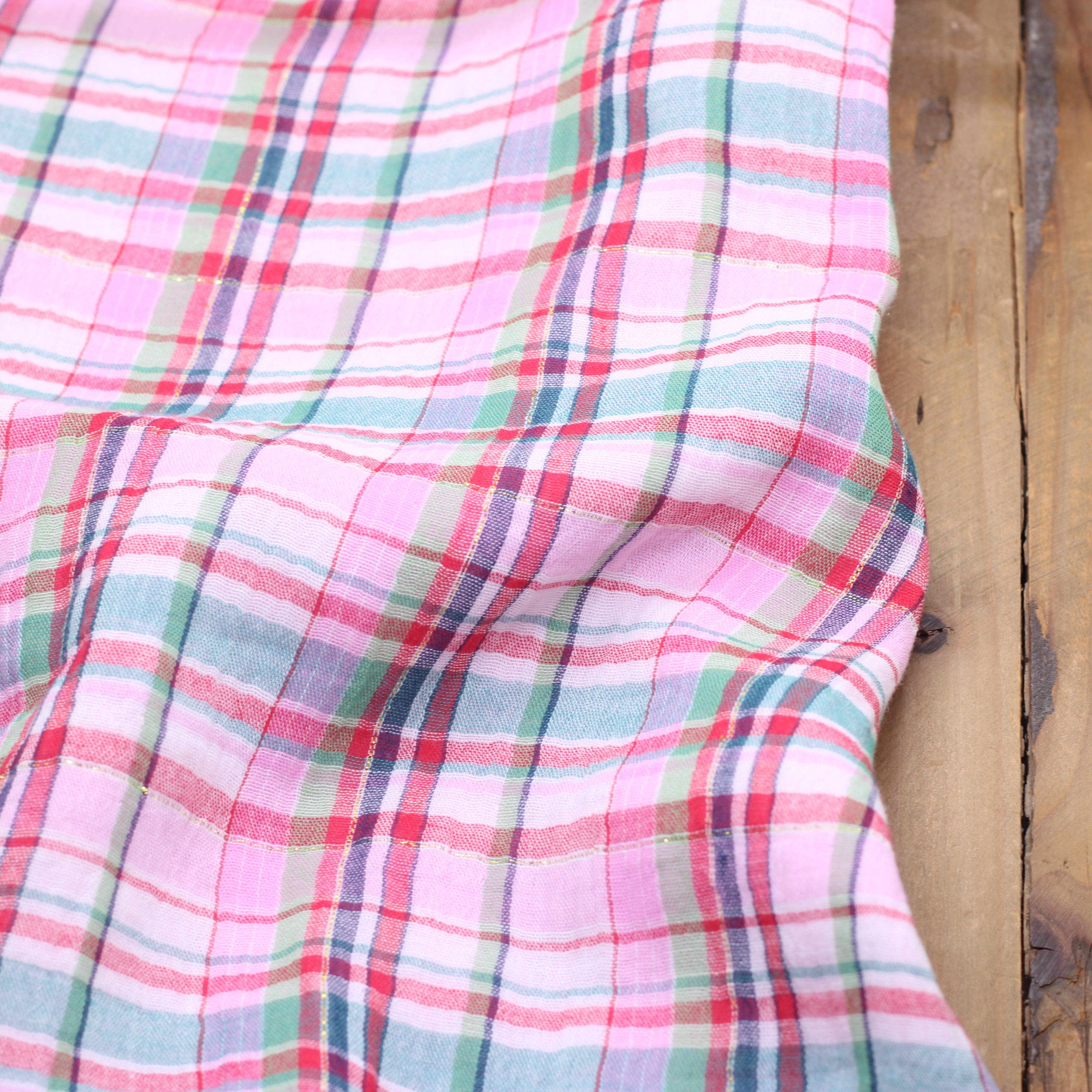 Tissu gaze de coton Rayé - Rose lurex argent (Vendu x10cm) Tissus Sélection Gaspard & Léonie | Gaspard et Léonie Tissus en ligne et Mercerie à Toulouse