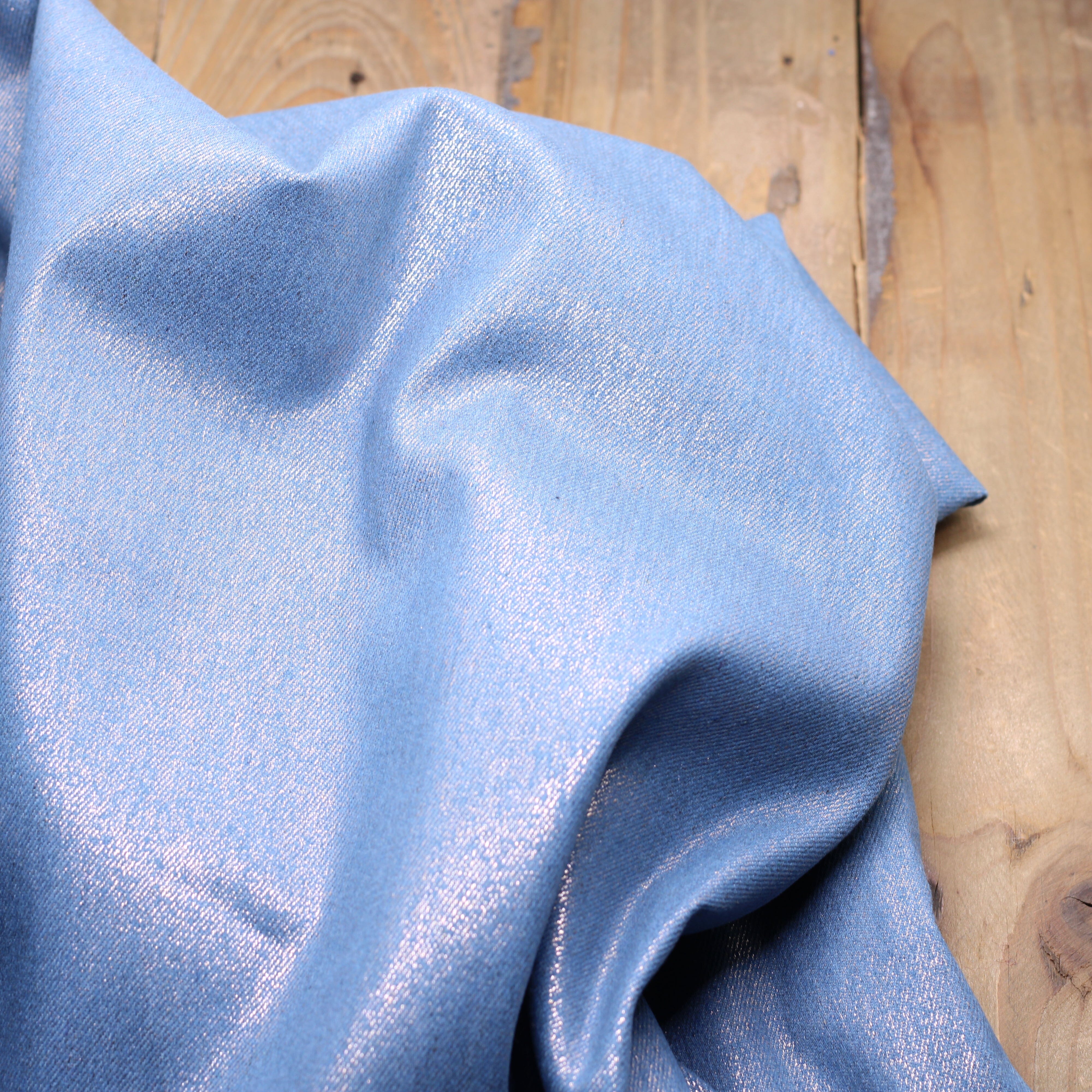 Tissu Jean Stretch- Bleu moyen irisé Argent (Vendu x10cm) Tissus Sélection Gaspard & Léonie | Gaspard et Léonie Tissus en ligne et Mercerie à Toulouse