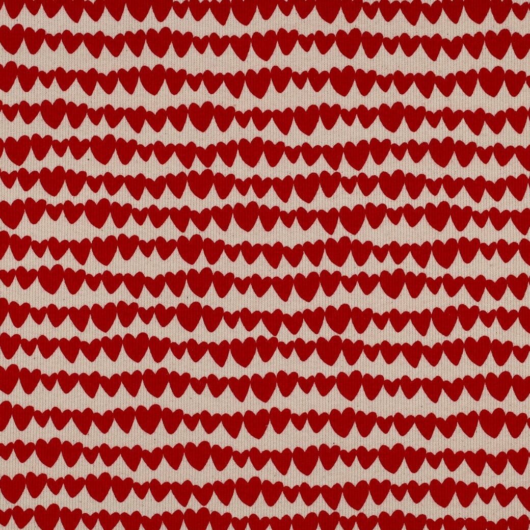 Tissu Jersey cotelé de coton BIO - Coeurs - Ecru - POPPY DESIGNED (Vendu x10cm) Tissus POPPY Designed For You | Gaspard et Léonie Tissus en ligne et Mercerie à Toulouse