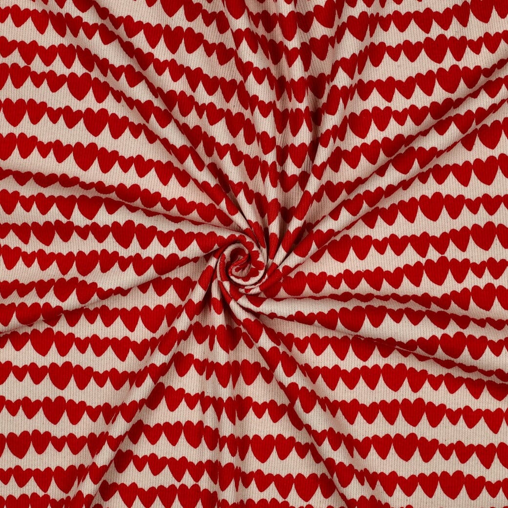 Tissu Jersey cotelé de coton BIO - Coeurs - Ecru - POPPY DESIGNED (Vendu x10cm) Tissus POPPY Designed For You | Gaspard et Léonie Tissus en ligne et Mercerie à Toulouse