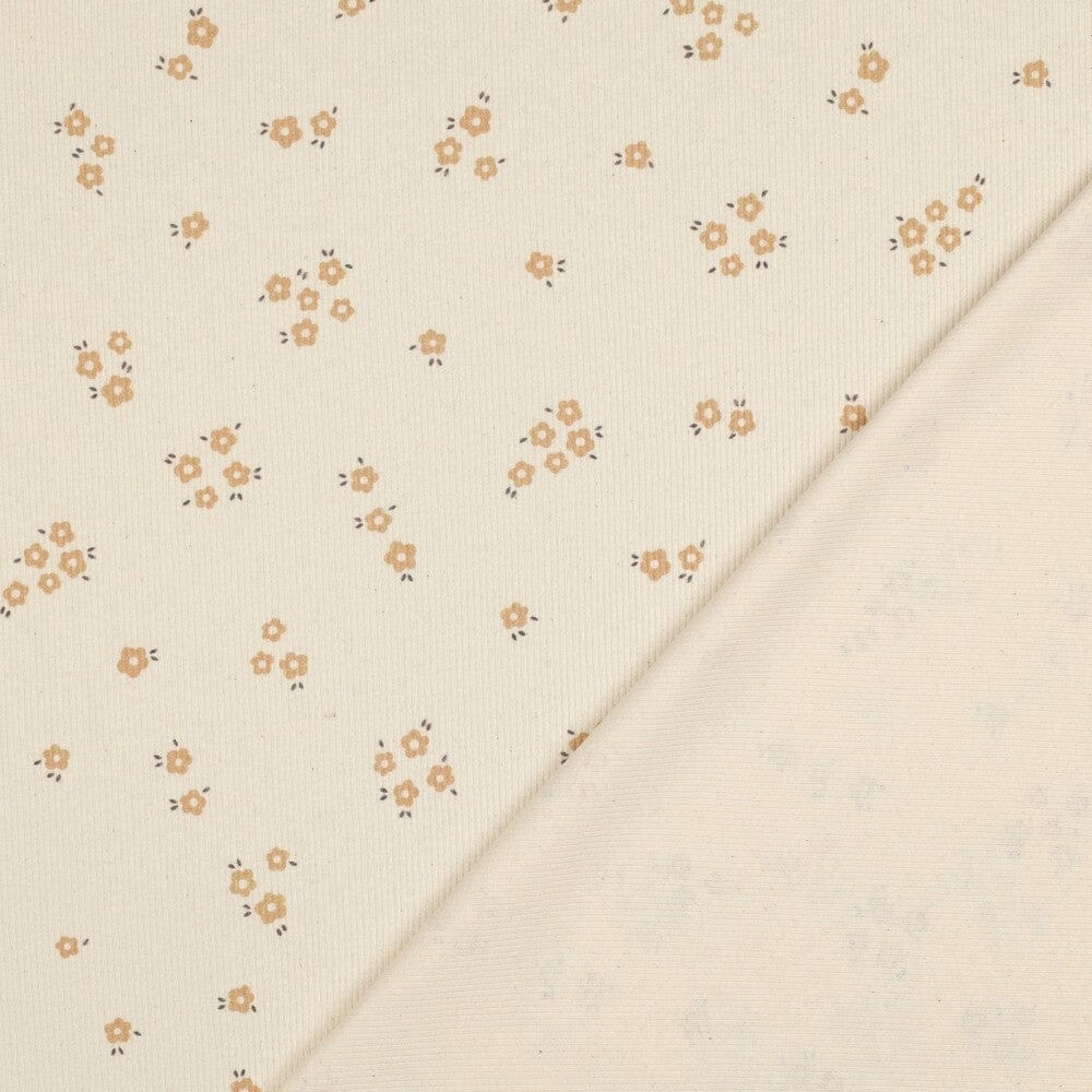 Tissu Jersey cotelé de coton BIO - FLOWERS - Ecru - POPPY DESIGNED (Vendu x10cm) Tissus POPPY Designed For You | Gaspard et Léonie Tissus en ligne et Mercerie à Toulouse