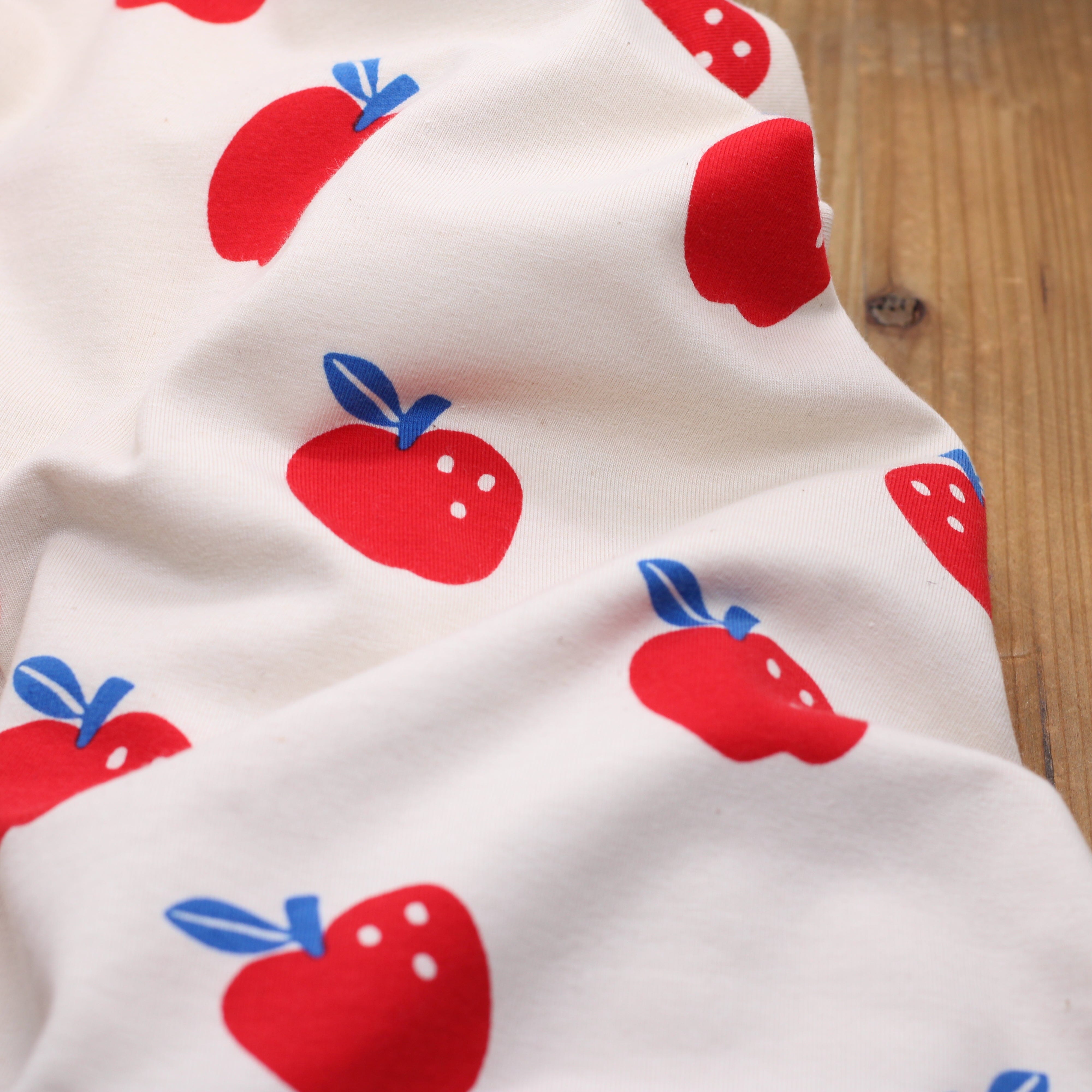 Tissu Jersey de coton BIO - APPLES - Ecru POPPY DESIGNED (Vendu x10cm) Tissus POPPY Designed For You | Gaspard et Léonie Tissus en ligne et Mercerie à Toulouse