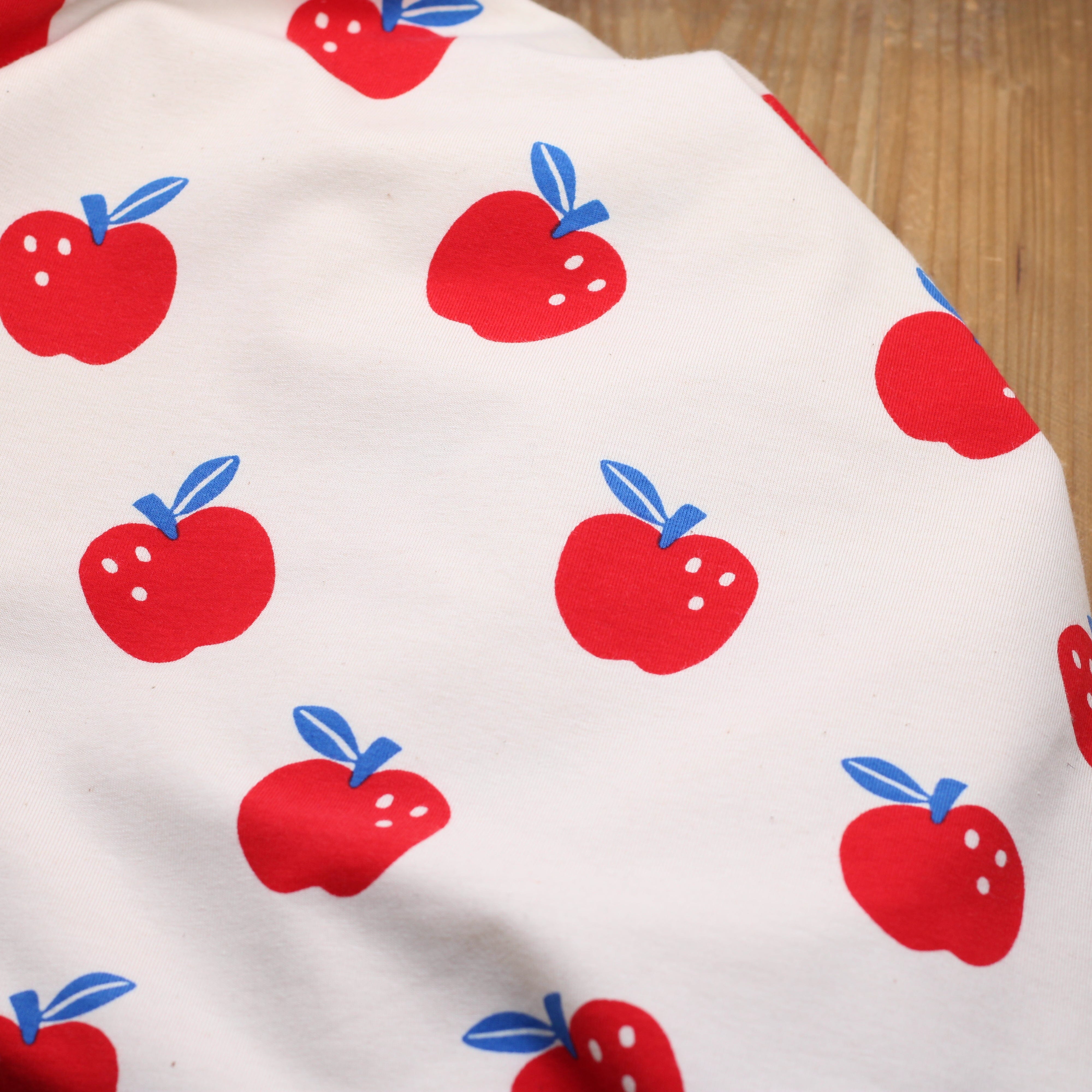 Tissu Jersey de coton BIO - APPLES - Ecru POPPY DESIGNED (Vendu x10cm) Tissus POPPY Designed For You | Gaspard et Léonie Tissus en ligne et Mercerie à Toulouse