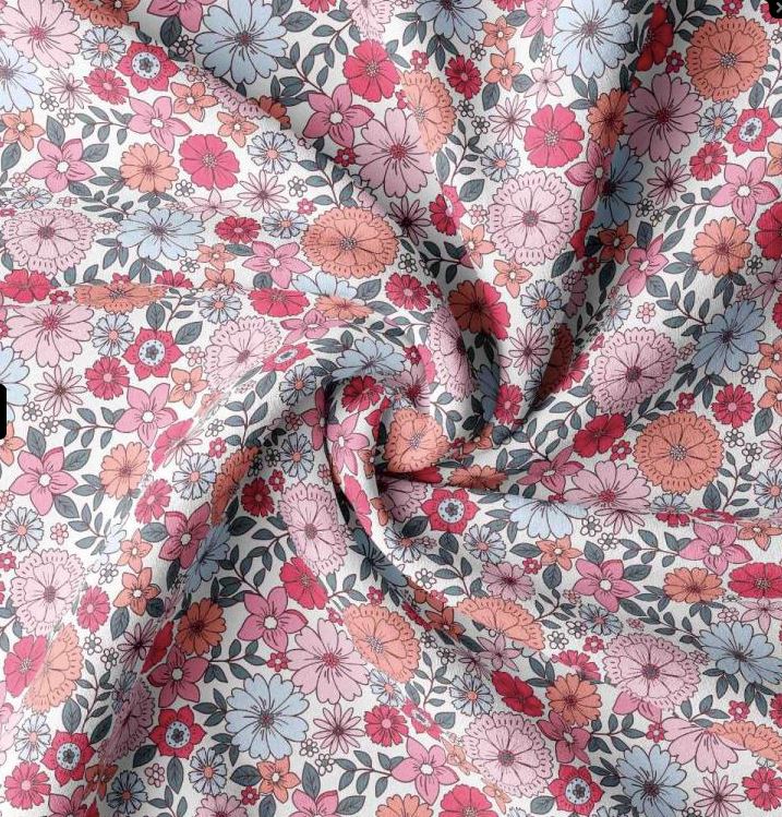 Tissu Jersey de coton - BRIGITTE - Blanc Rose (vendu x10cm) Tissus DOMOTEX | Gaspard et Léonie Tissus en ligne et Mercerie à Toulouse