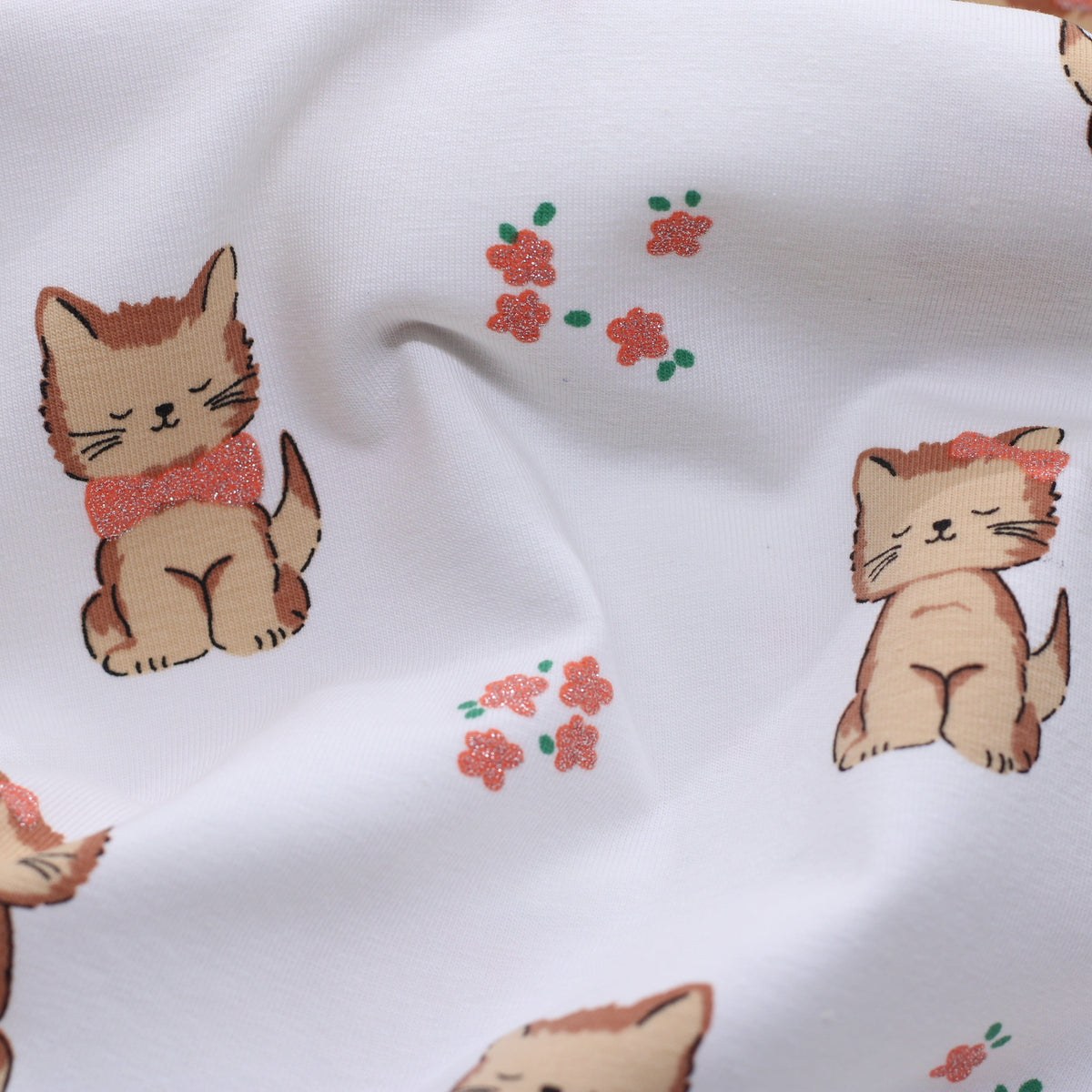 Tissu Jersey de coton - CHATS Glitter - Ecru (vendu x10cm) Tissus Sélection Gaspard & Léonie | Gaspard et Léonie Tissus en ligne et Mercerie à Toulouse
