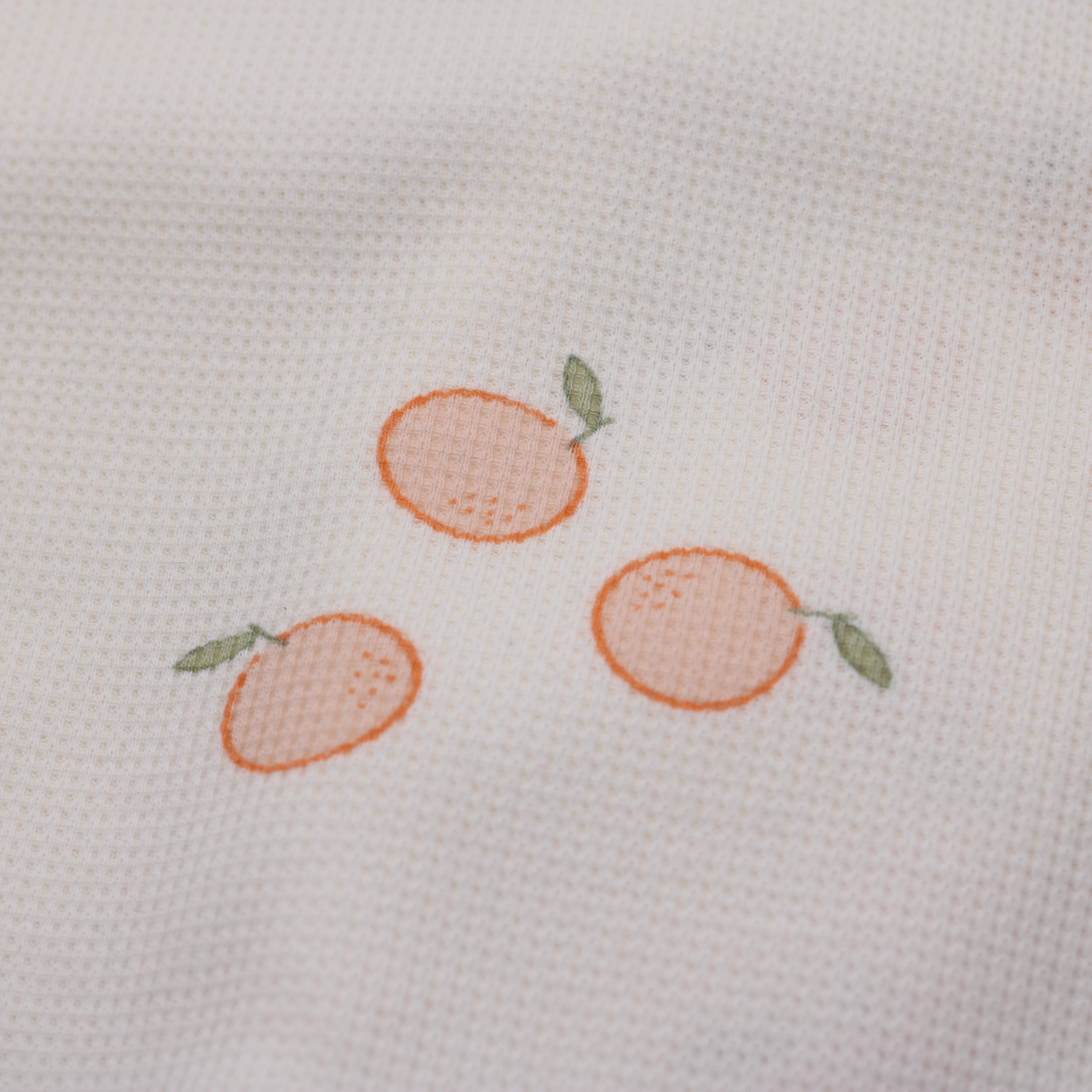 Tissu Jersey de coton gaufré- ORANGES - Ecru- POPPY DESIGNED (Vendu x10cm) Tissus POPPY Designed For You | Gaspard et Léonie Tissus en ligne et Mercerie à Toulouse