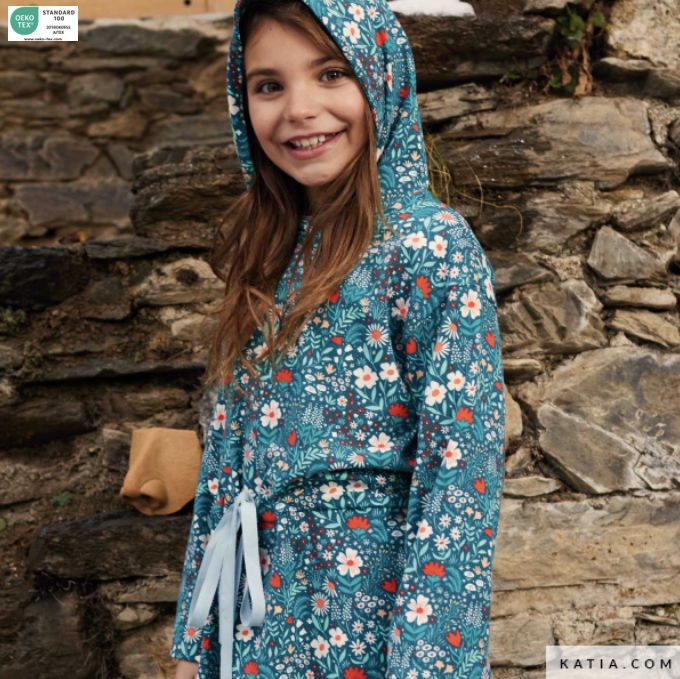 Tissu jersey de coton - IMAGINE FLOWERS- Vert canard Katia Fabrics (Vendu x10cm) Tissus katia Fabrics | Gaspard et Léonie Tissus en ligne et Mercerie à Toulouse