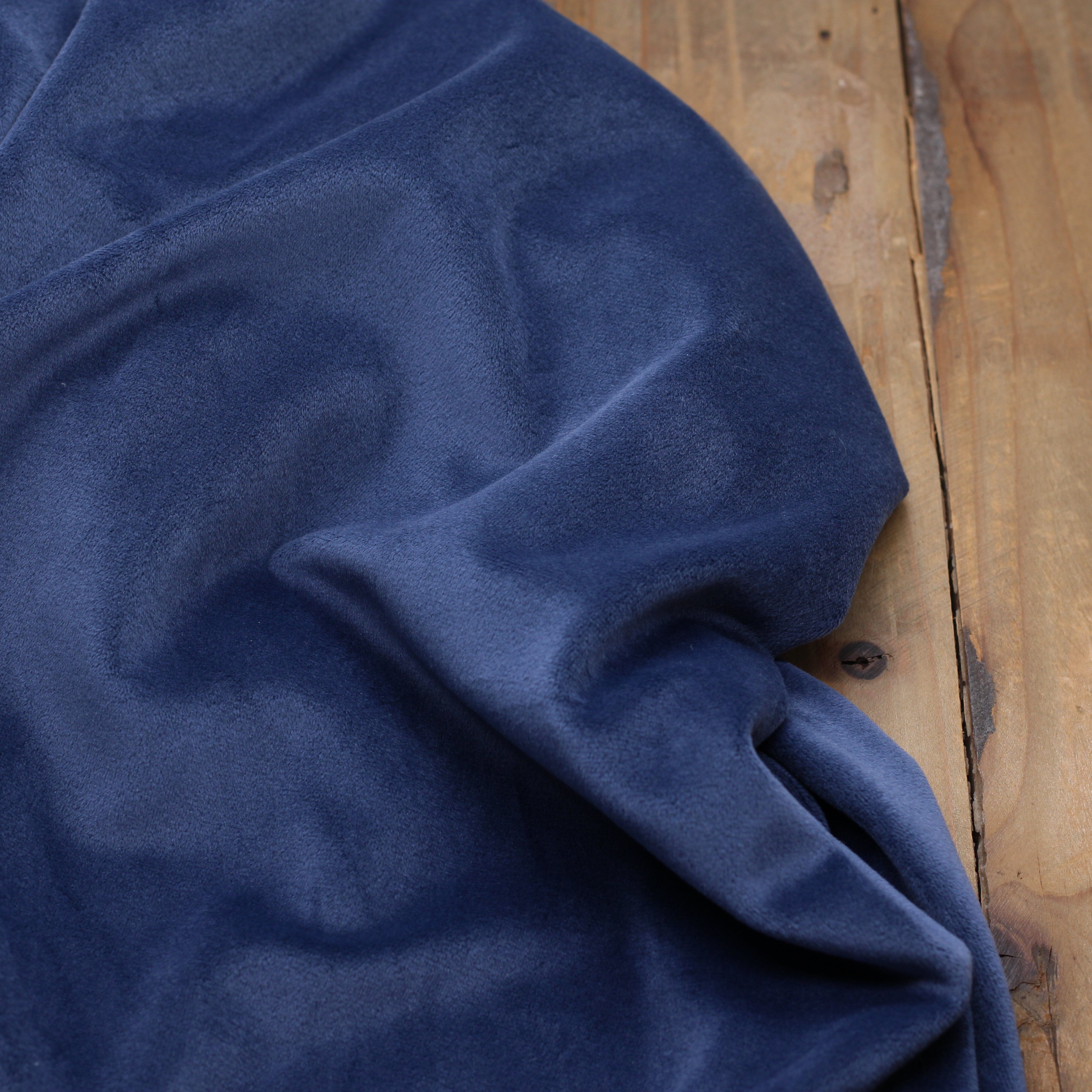 Tissu Jersey velours Ras - Bleu Denim (Vendu x10cm) Tissus Sélection Gaspard & Léonie | Gaspard et Léonie Tissus en ligne et Mercerie à Toulouse