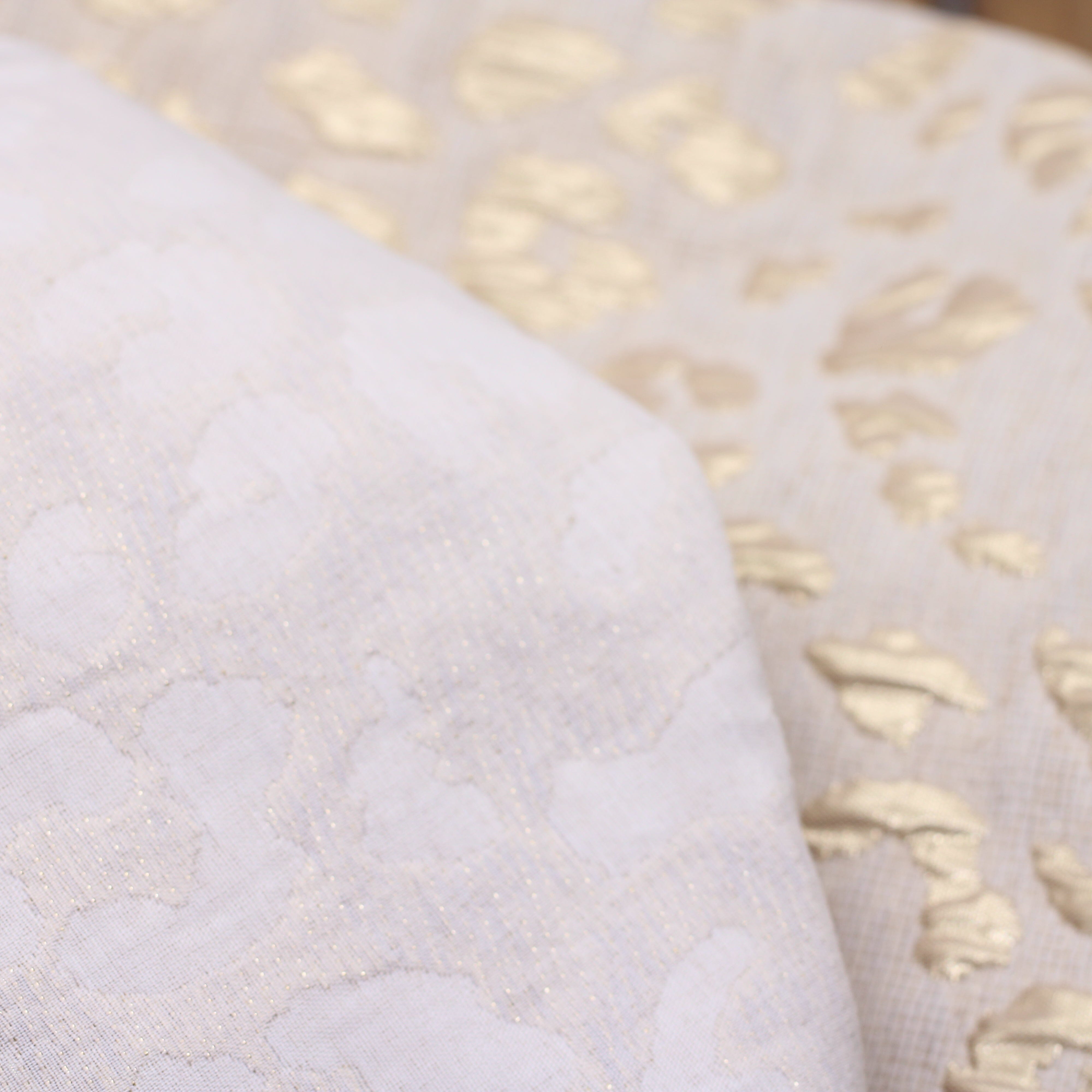 Tissu Lin Jacquard Brodé Lurex LEOPARD - Naturel/Or (Vendu x10cm) Tissus Sélection Gaspard & Léonie | Gaspard et Léonie Tissus en ligne et Mercerie à Toulouse