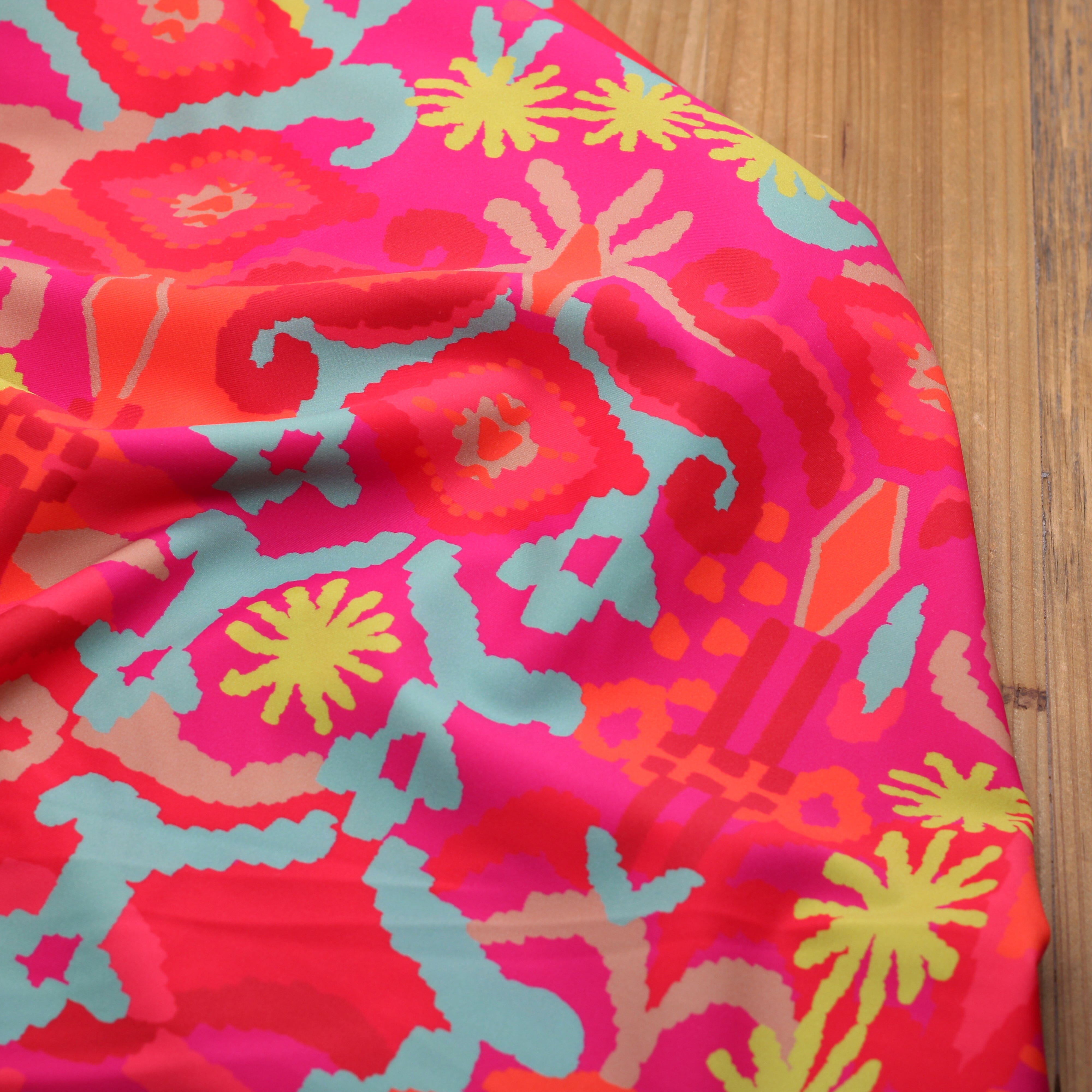 Tissu Lycra Maillot de Bain Imprimé - MAYA - Rose fuschia (vendu x10cm) Tissus KATIA | Gaspard et Léonie Tissus en ligne et Mercerie à Toulouse