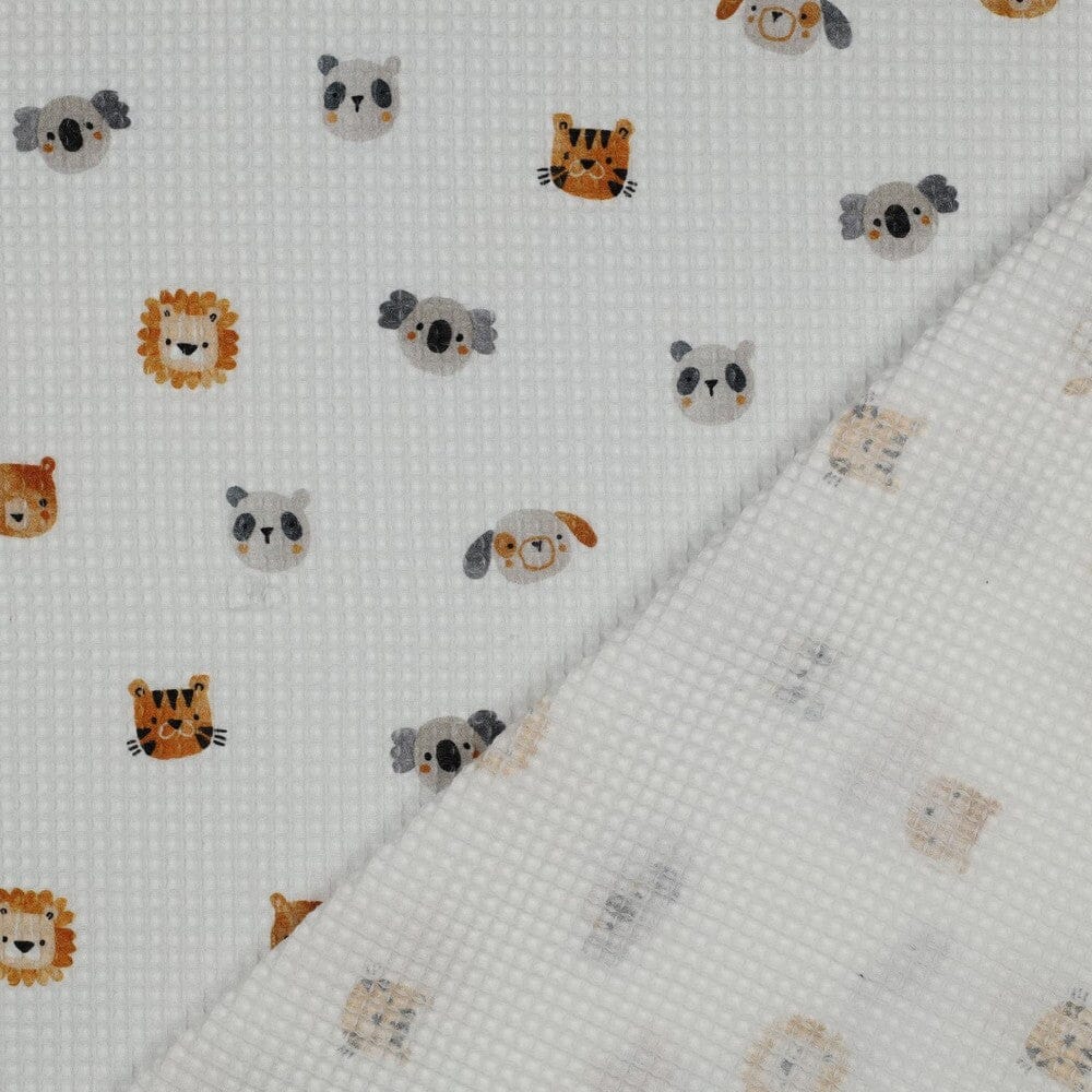 Tissu piqué de coton Nid d'abeille - ANIMAUX - Blanc (Vendu x10cm) Tissus POPPY Designed For You | Gaspard et Léonie Tissus en ligne et Mercerie à Toulouse